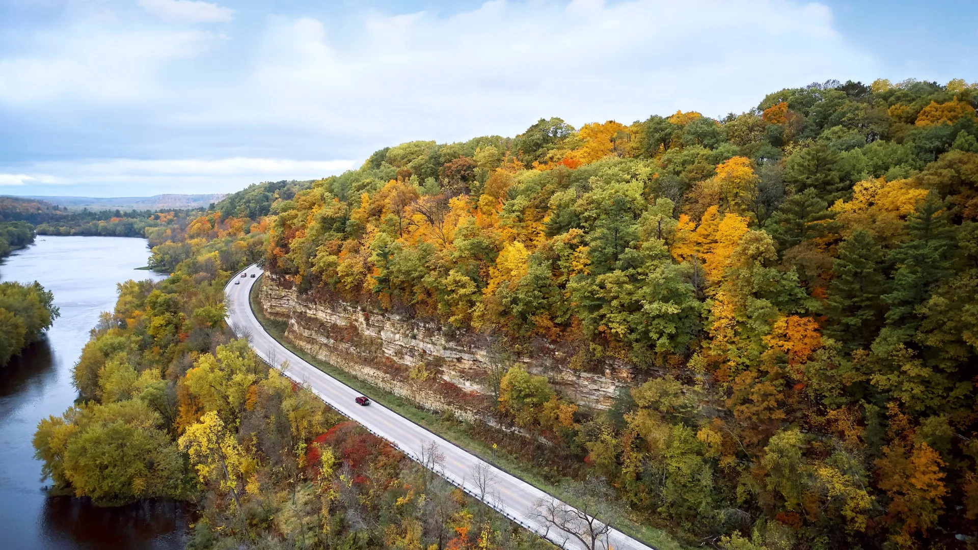 The scenic byway near Shafer, Minnesota