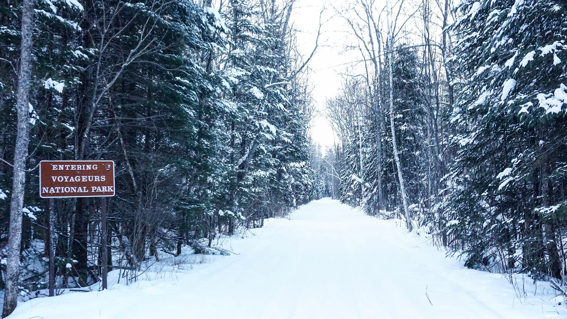 Voyageurs National Park entrance in winter