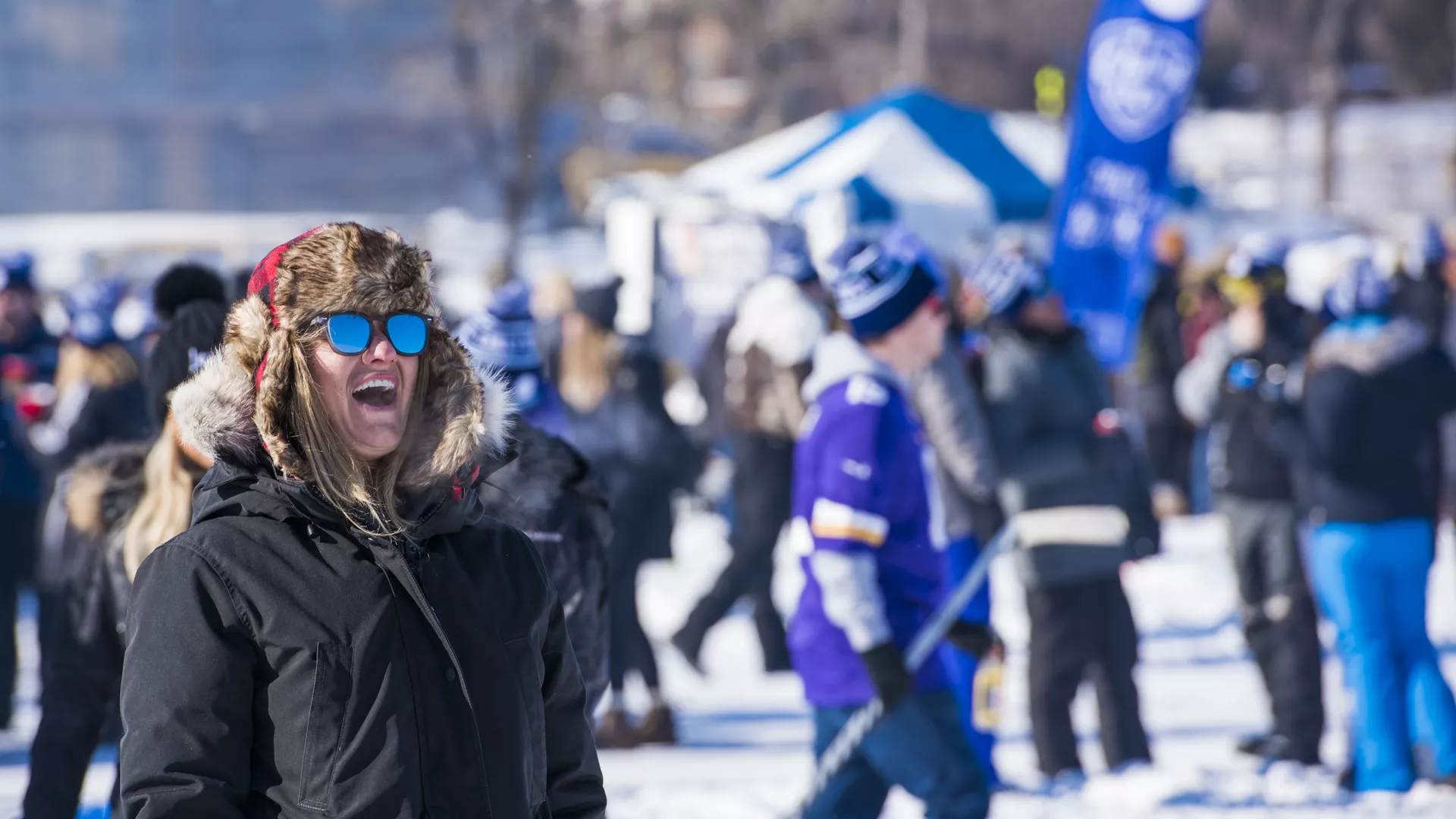 People on a frozen Lake Minnetonka for the Wayzata Chilly Open