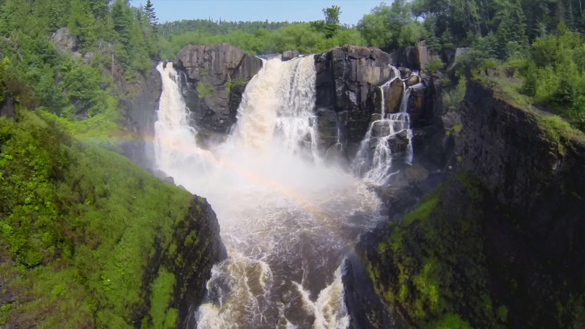 High Falls Grand Portage State Park with rainbow