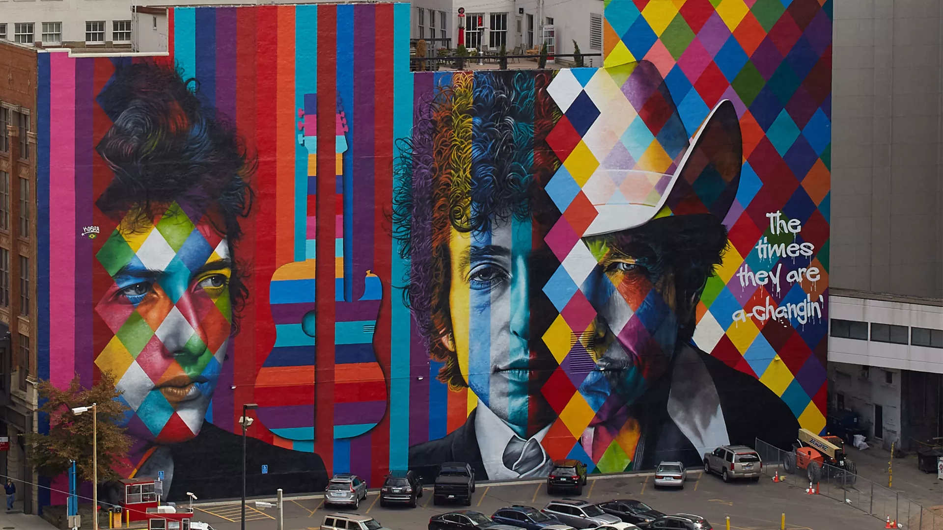 Bob Dylan mural downtown Minneapolis