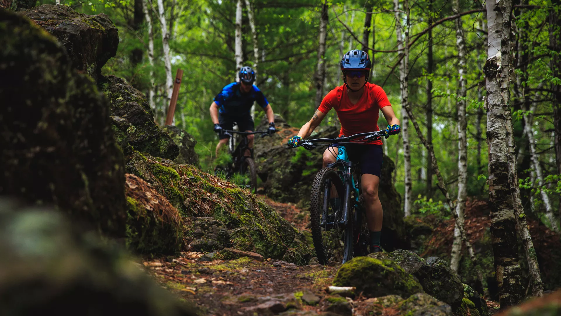 Couple mountain biking Cuyuna