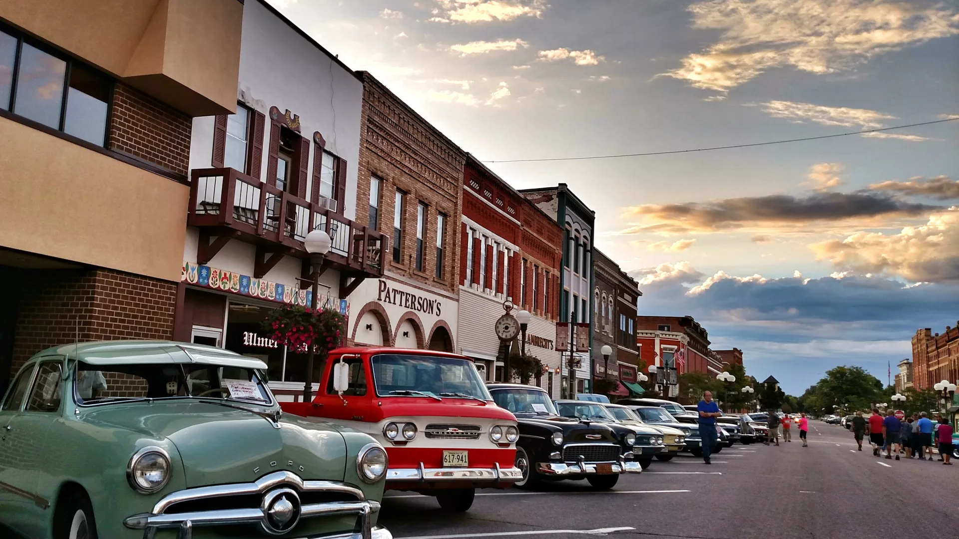 Cars displayed on main street of New Ulm