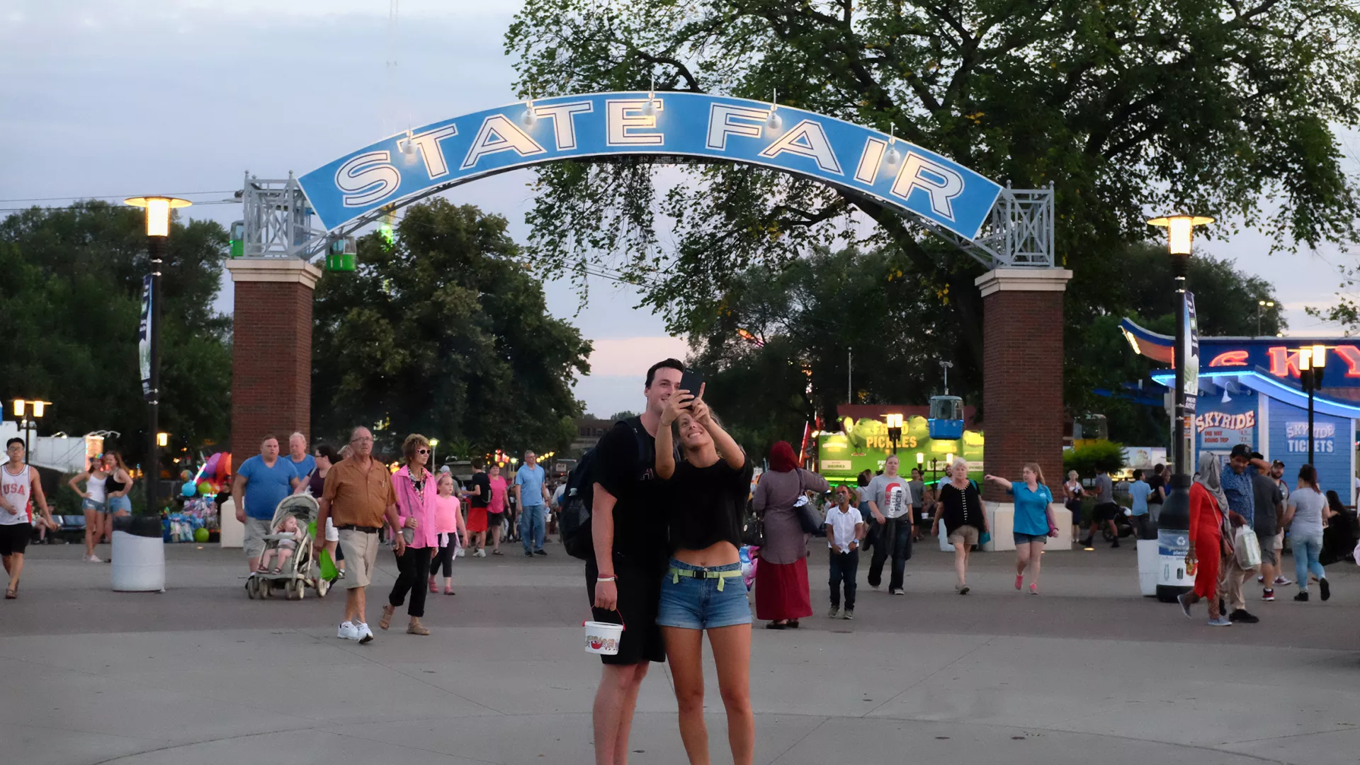 Couple takes selfie at Minnesota State Fair