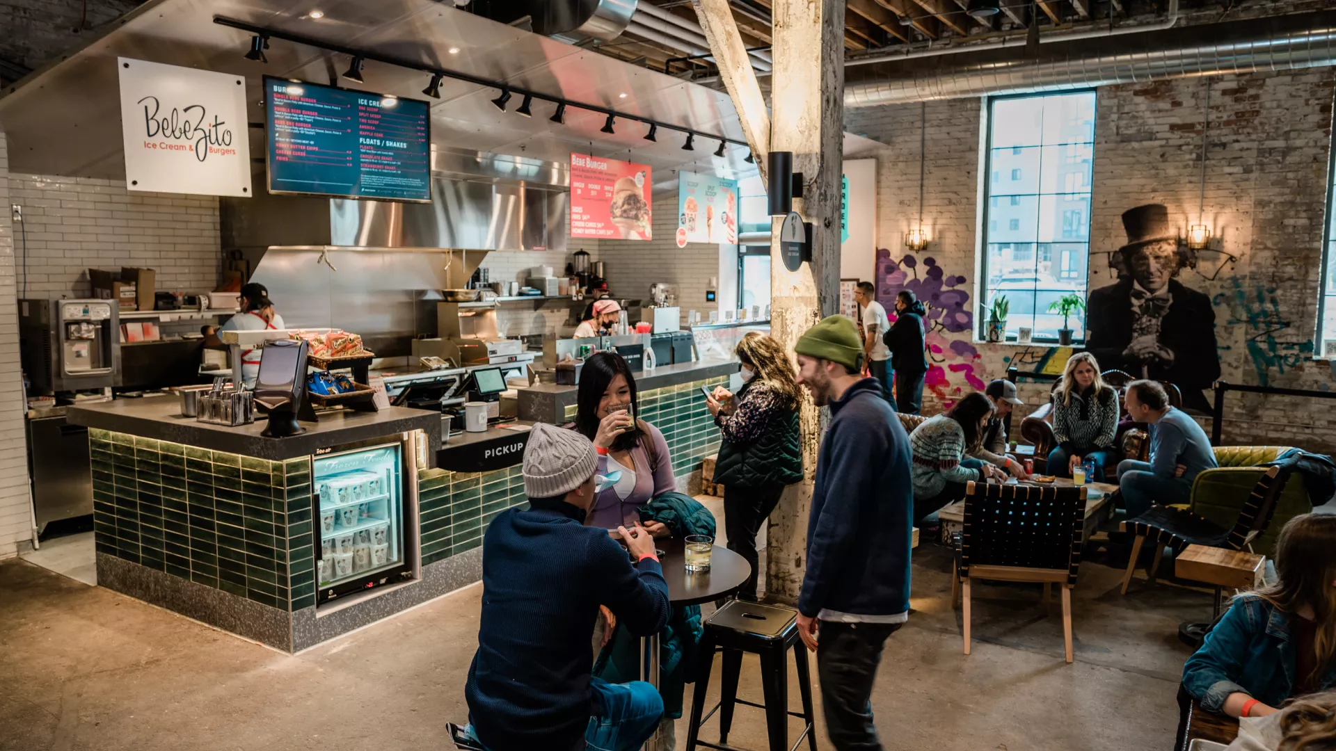 Customers eat at Malcolm Yards' food hall