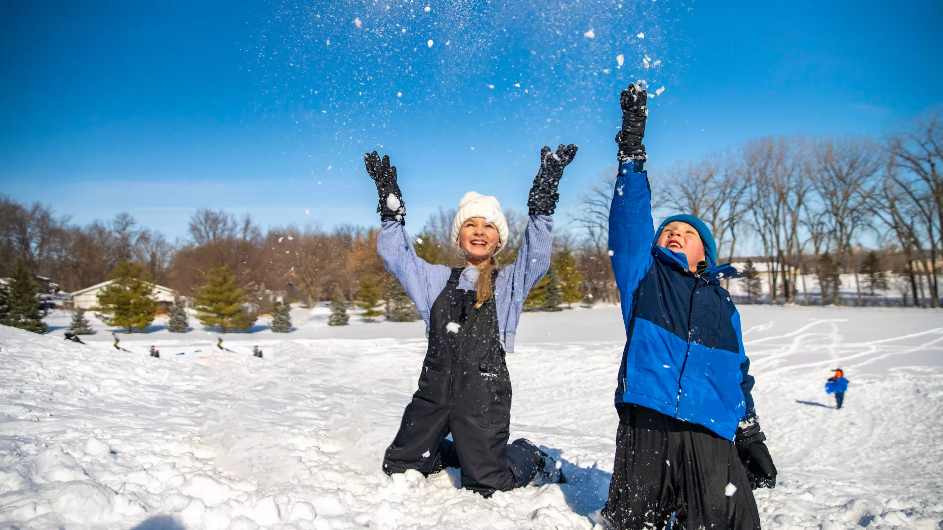 Kids playing in the snow in Mankato