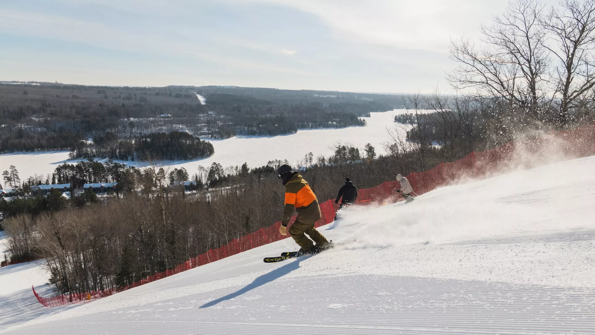 Skiers and snowboarders at Giants Ridge Recreation Area