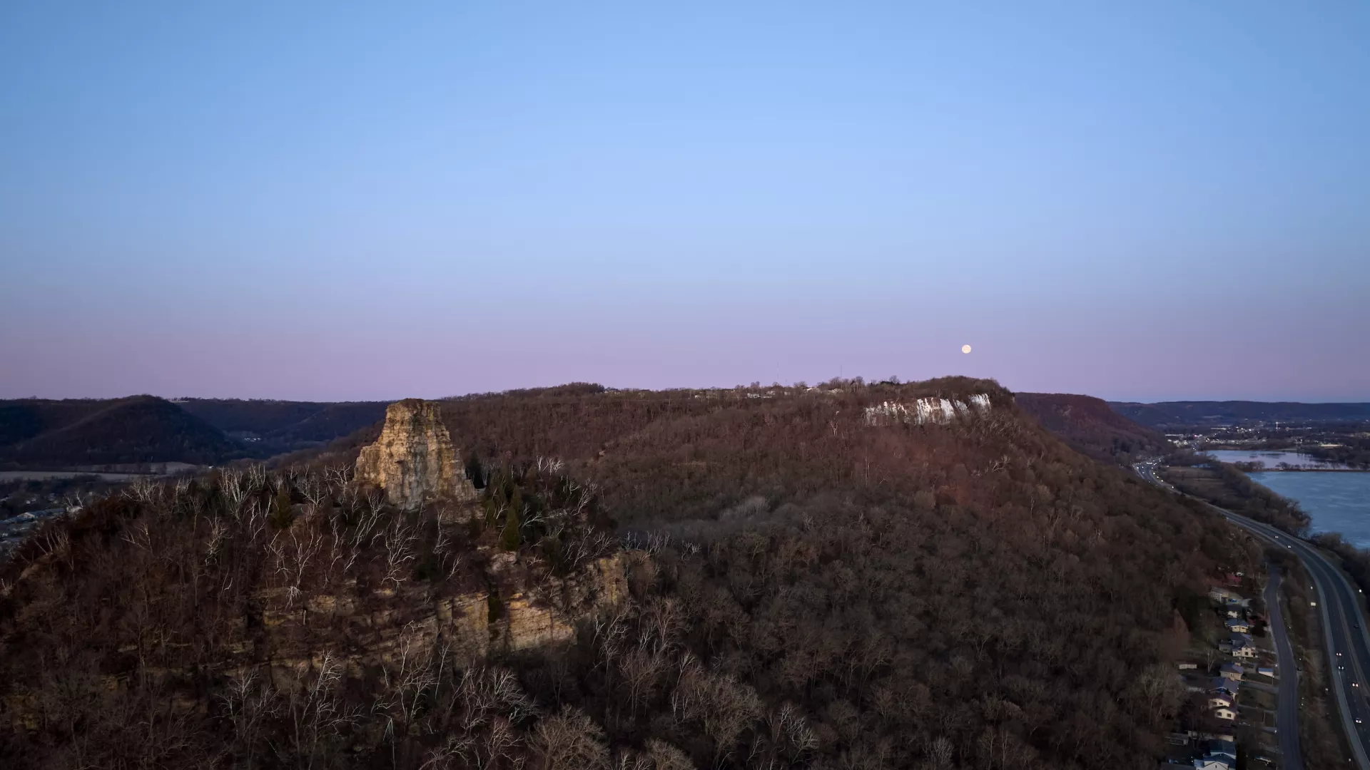 An aerial shot of Winona