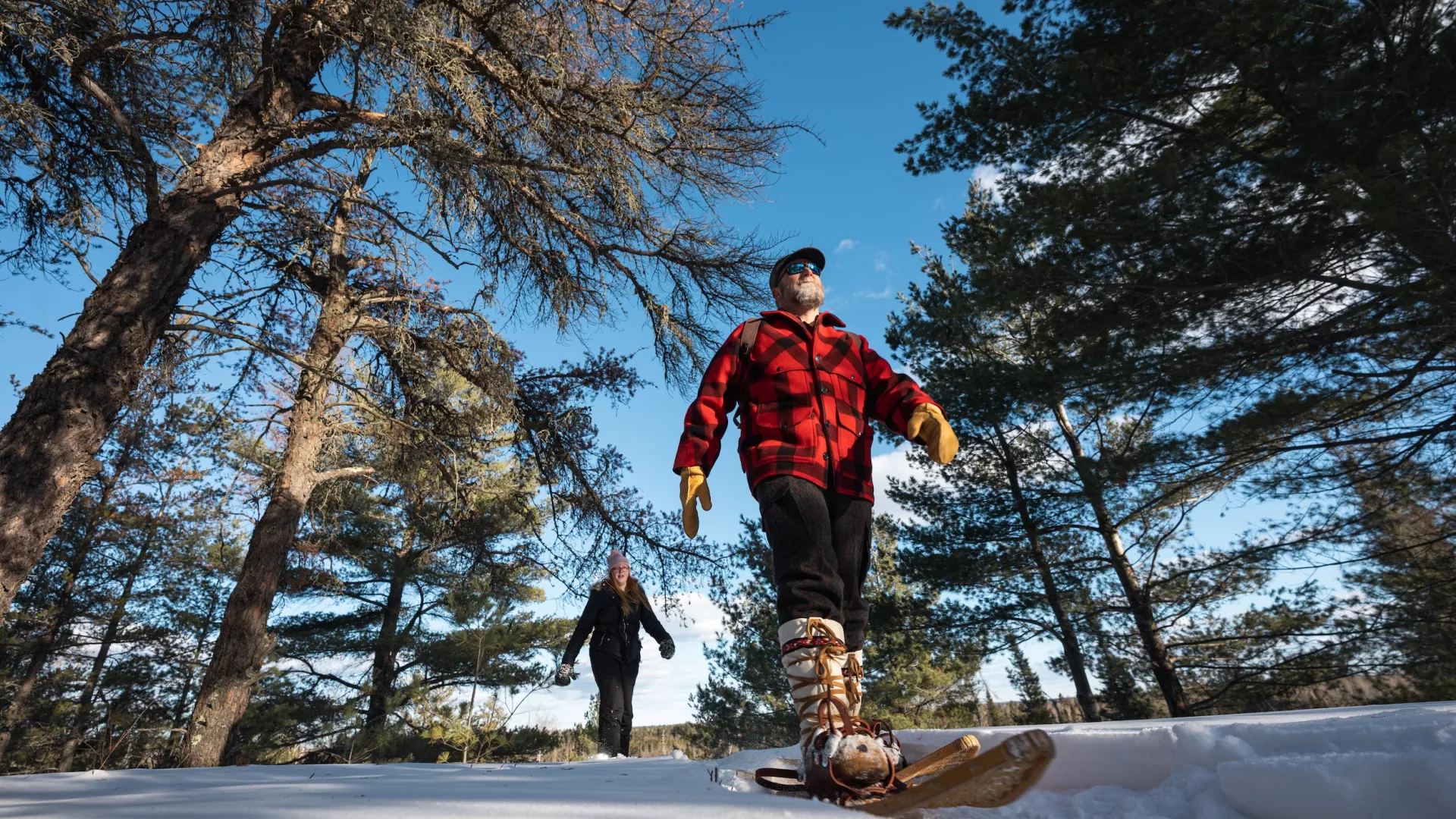 A couple snowshoers in Ely