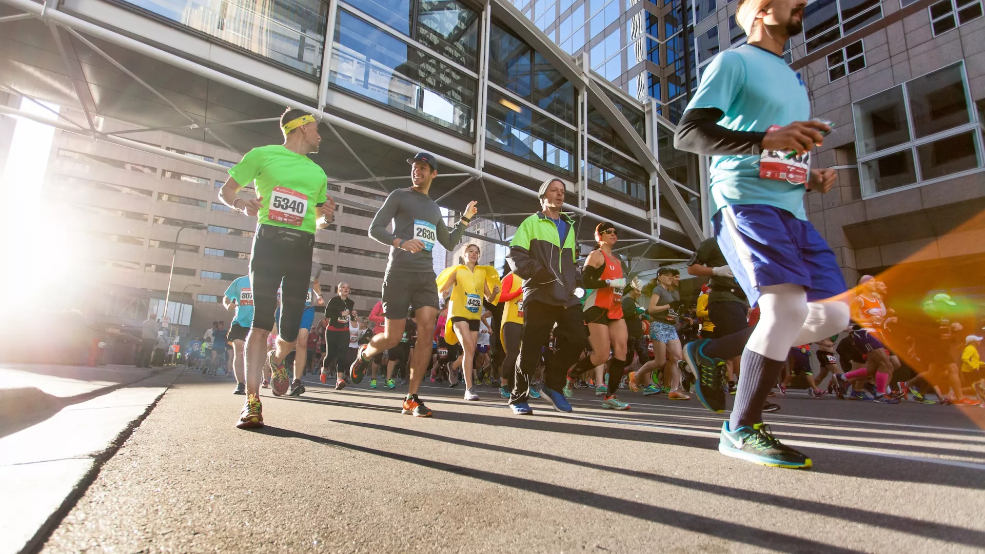 Runners in downtown Minneapolis