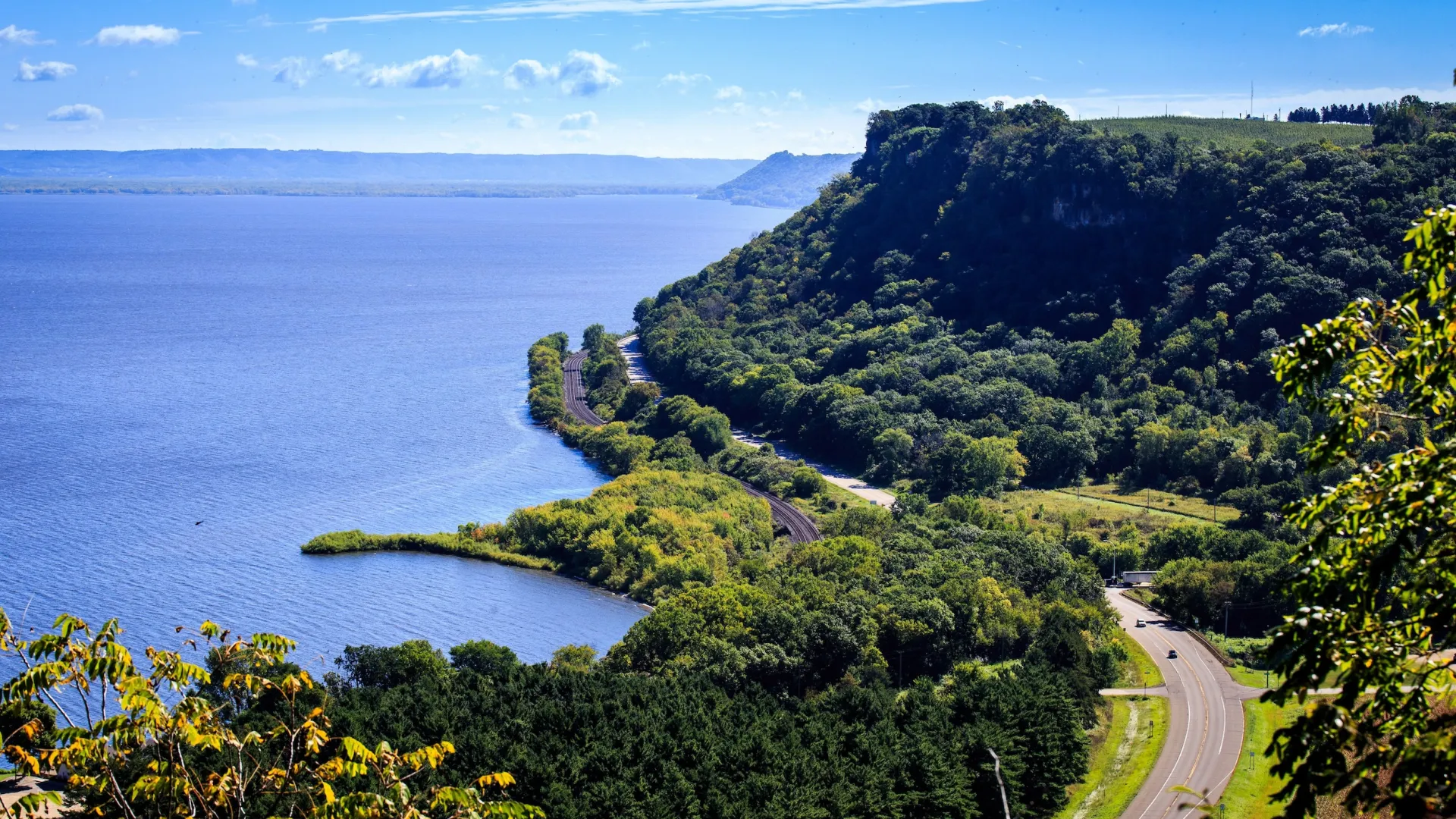 The Great River Road through Lake City in the summer