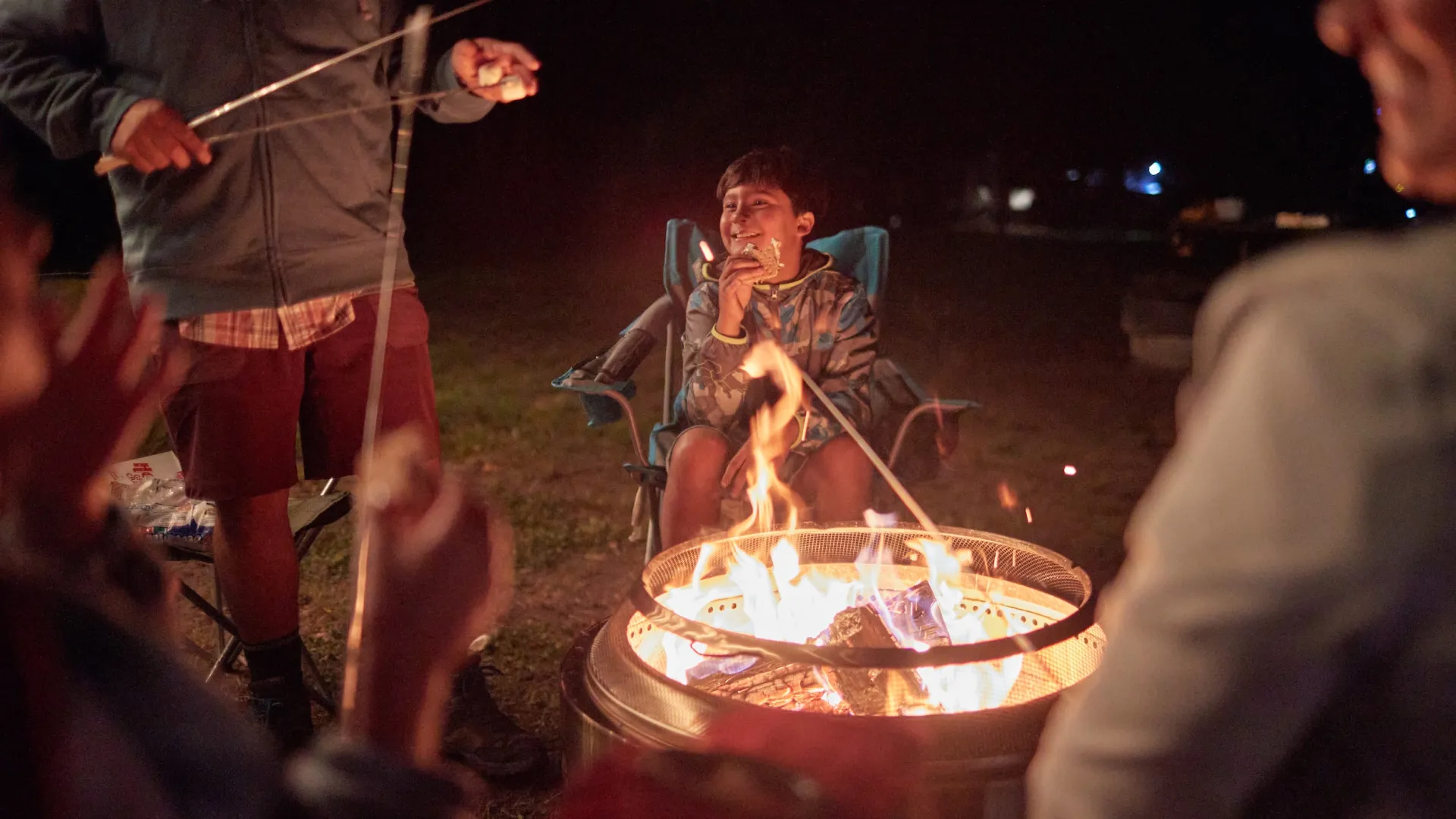 A family camps at William O'Brien State Park