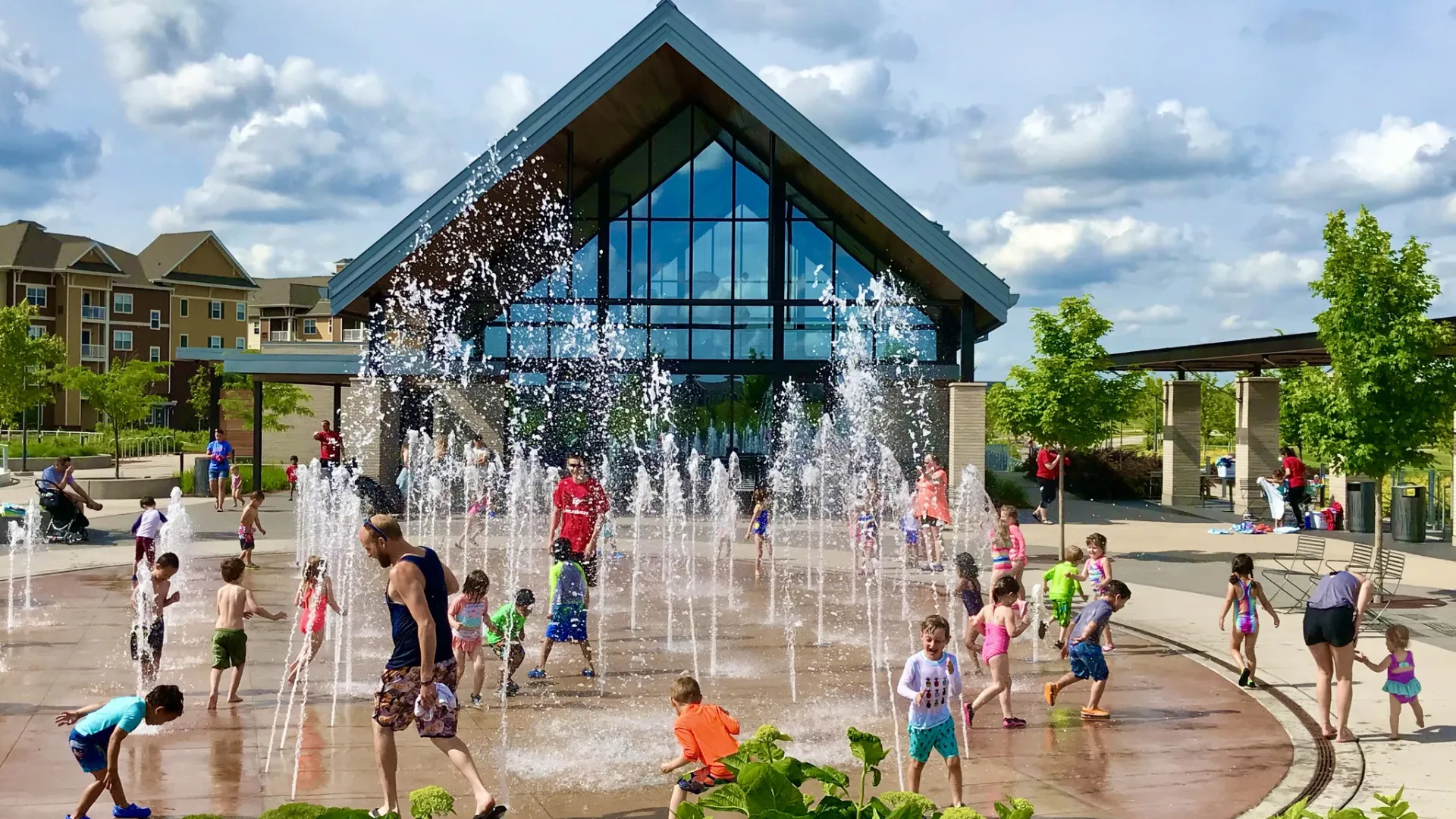 Central Park splash pad in Maple Grove