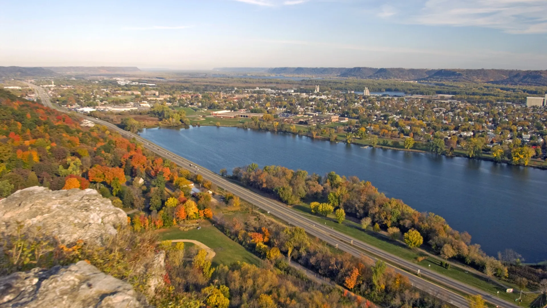A fall scene along the Great River Road in Winona