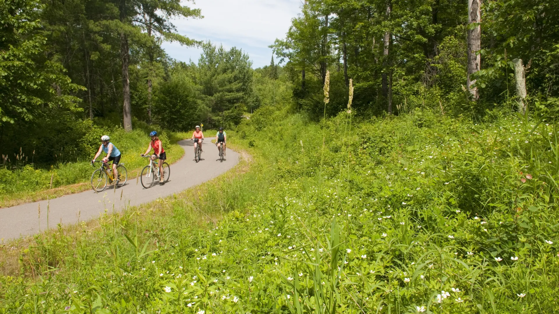Bikers along the Paul Bunyan State Trail
