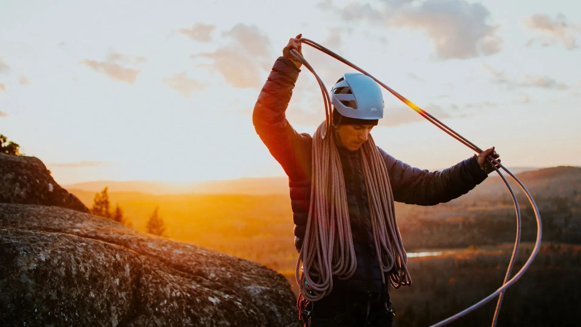A rock climber at Section 13 on the North Shore