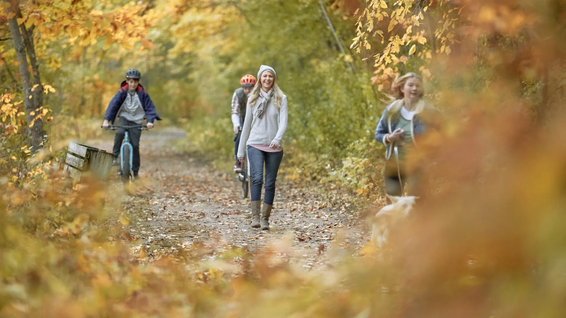 A family hikes and bikes in Afton State Park