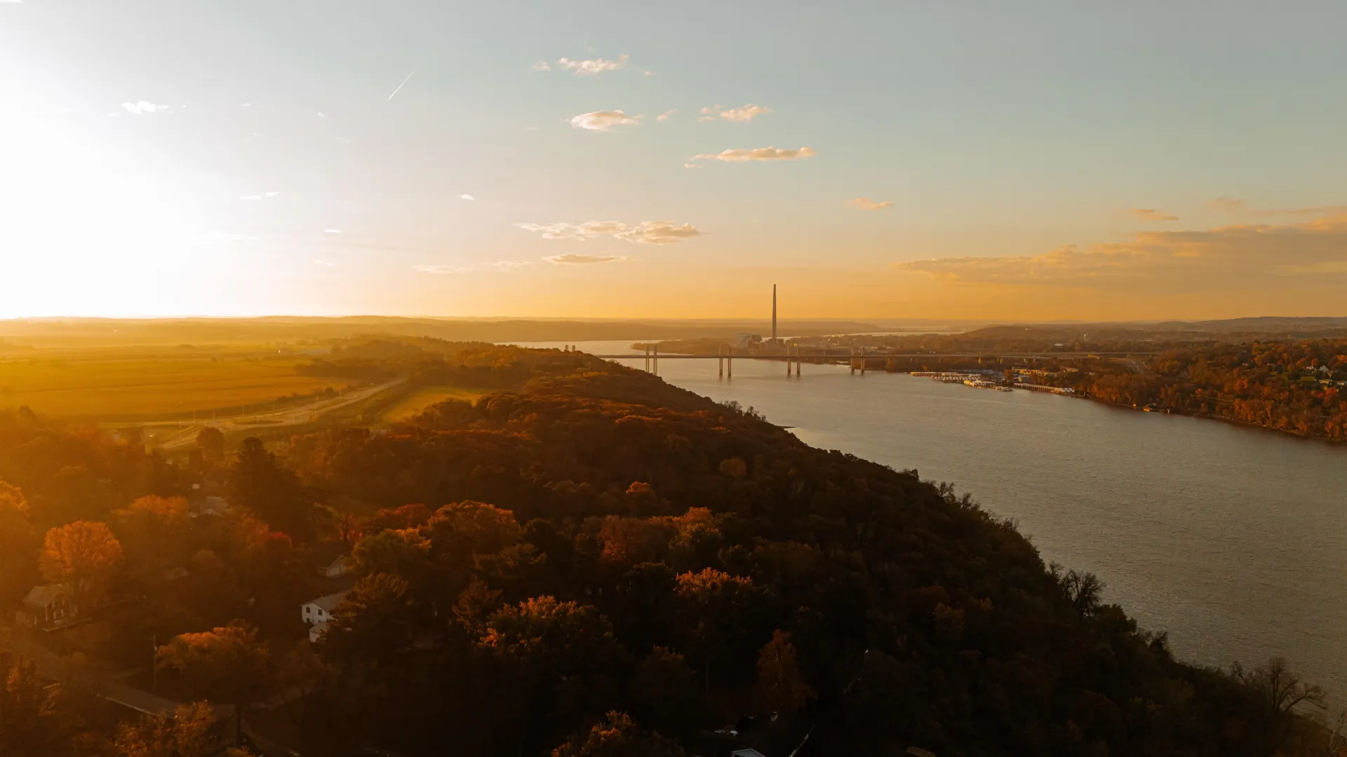 The sun sets over Stillwater in the St. Croix River Valley