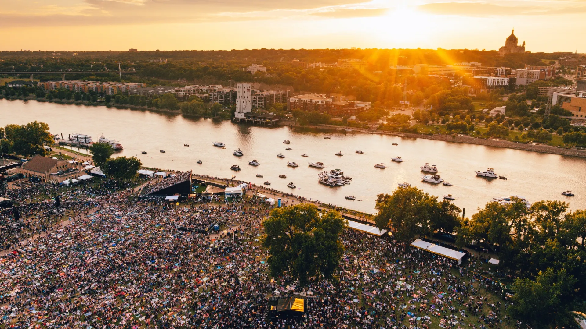 An aerial shot of the Minnesota Yacht Club festival in 2025