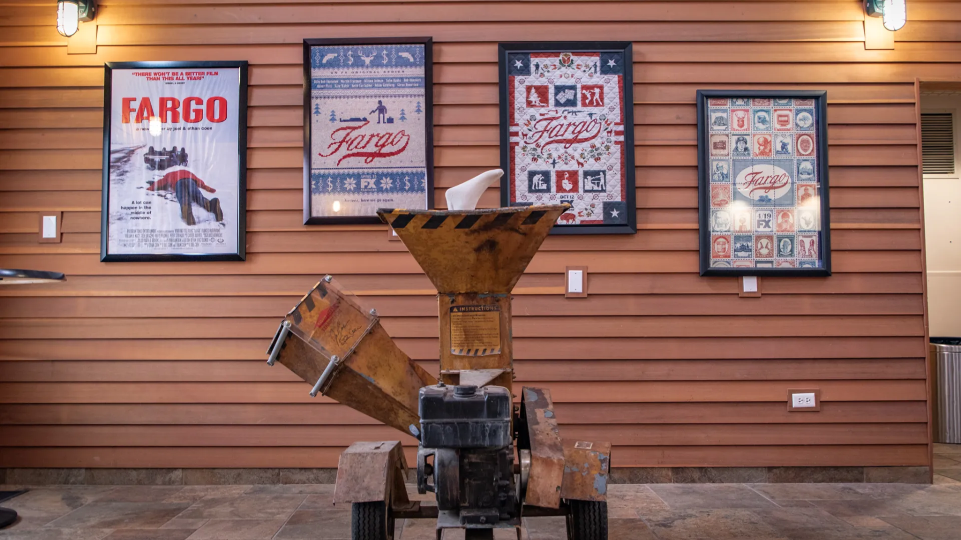 The wood chipper at the Fargo-Moorhead Visitors Center