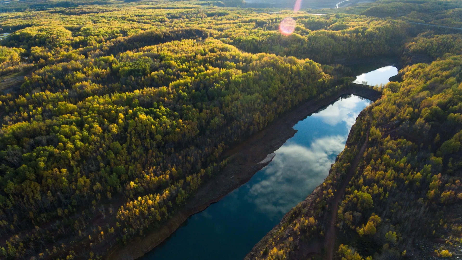 An aerial view of Redhead Mountain Bike Park