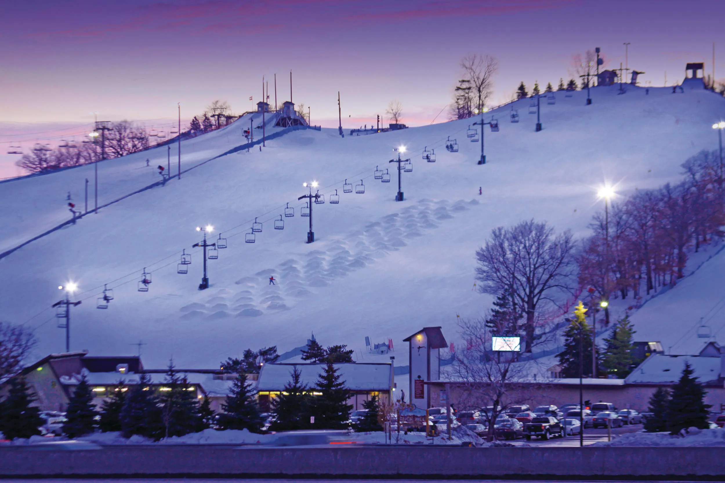 Buck Hill Ski Area at night, Burnsville