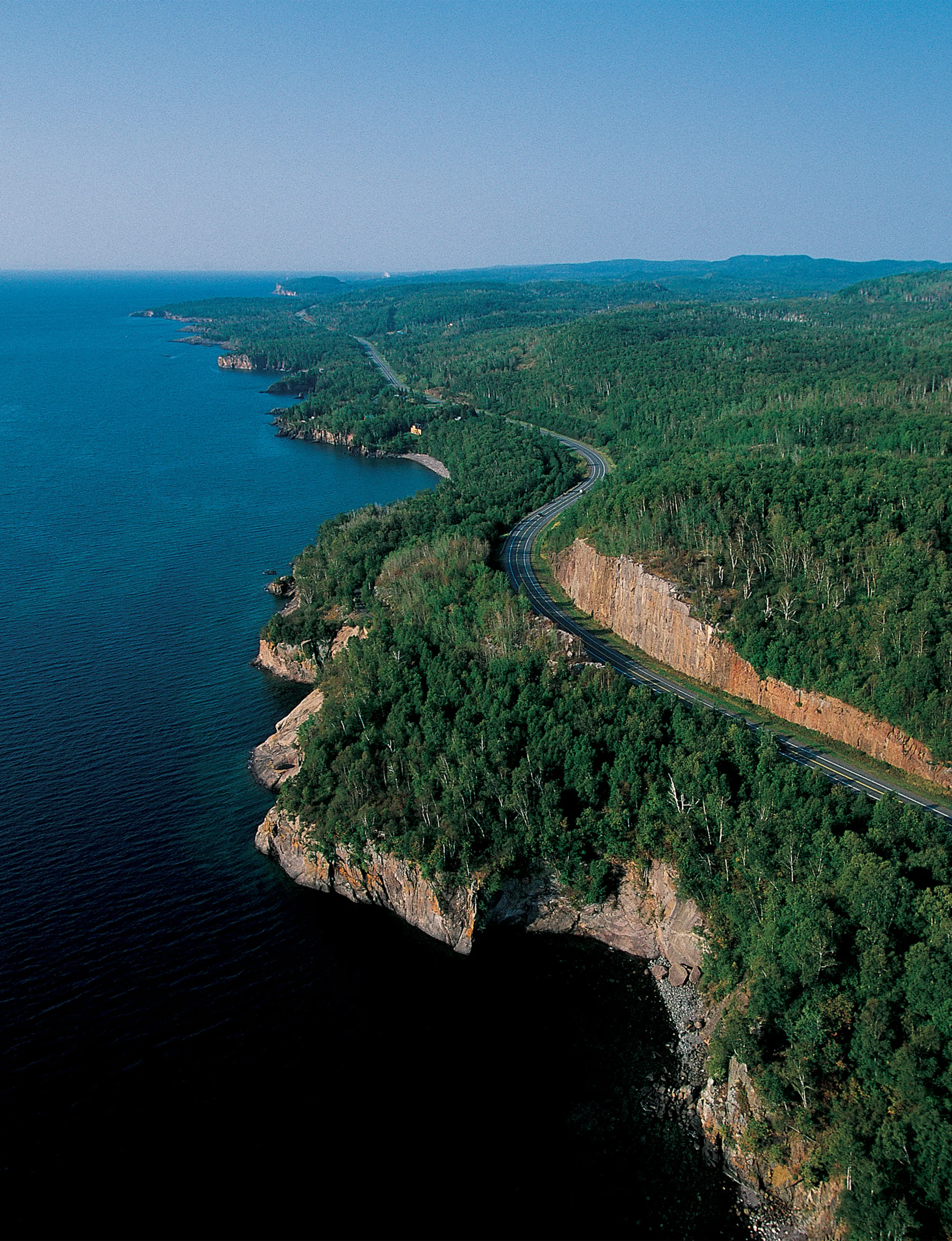 Aerial over North Shore Scenic Byway Tettegouche State Park