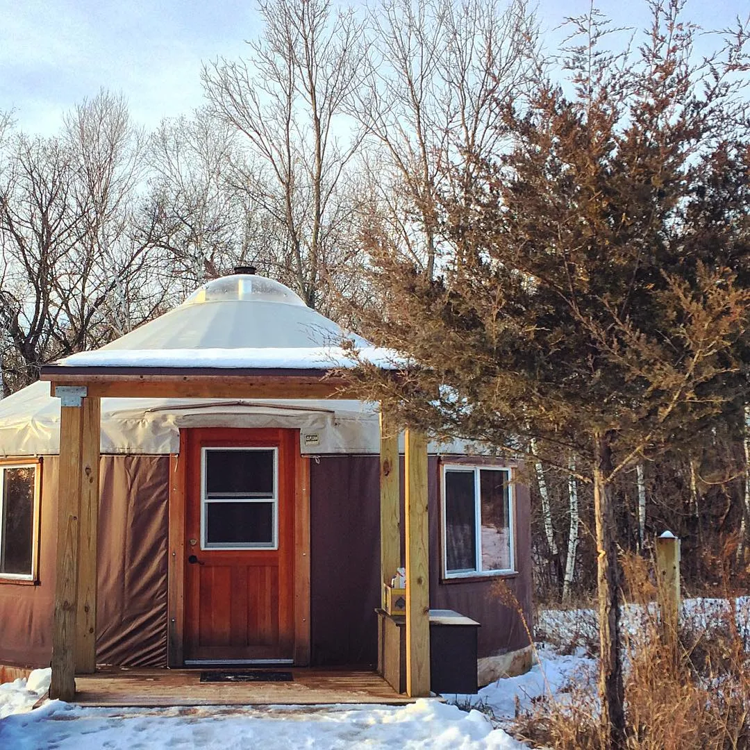 Minnesota State Park yurt exterior in winter