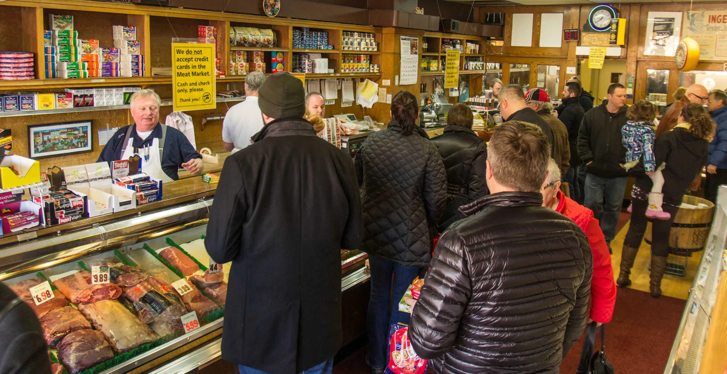 Meat market on a busy day