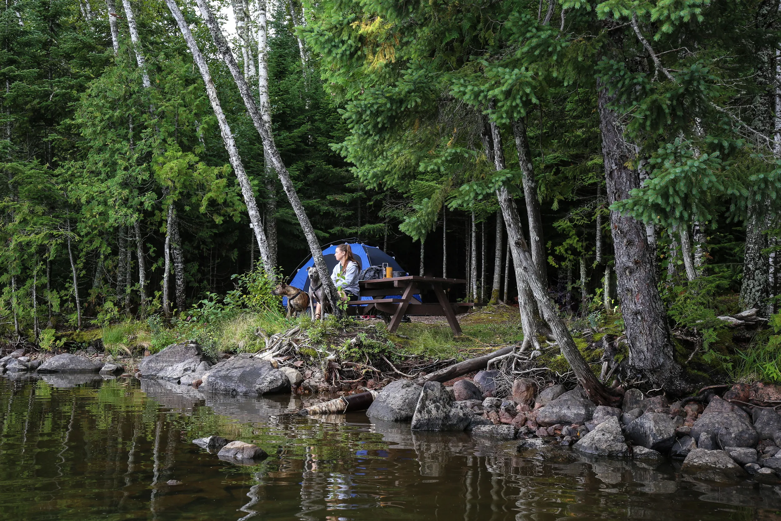 Woman camping Superior National Forest