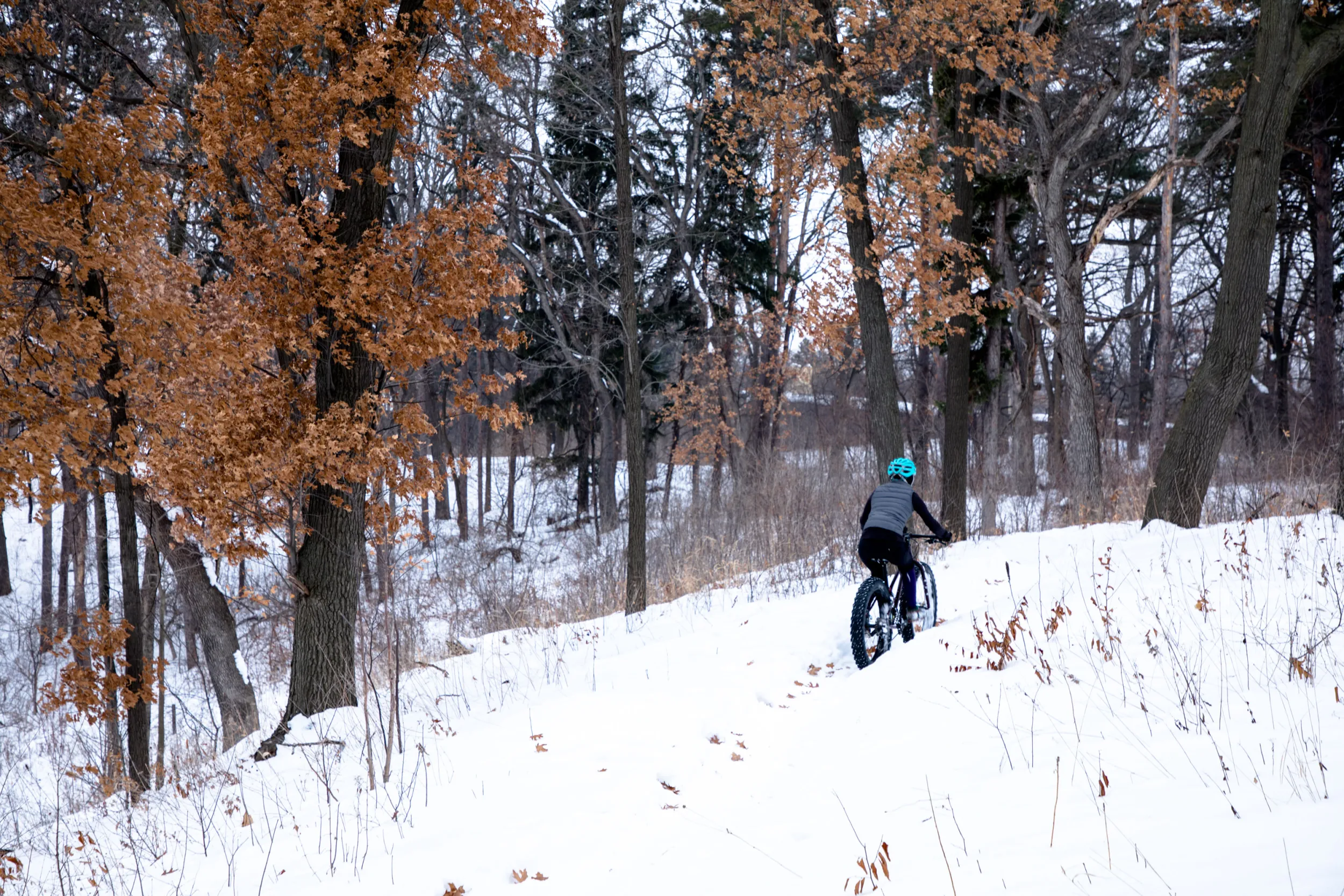 Woman winter fat biking