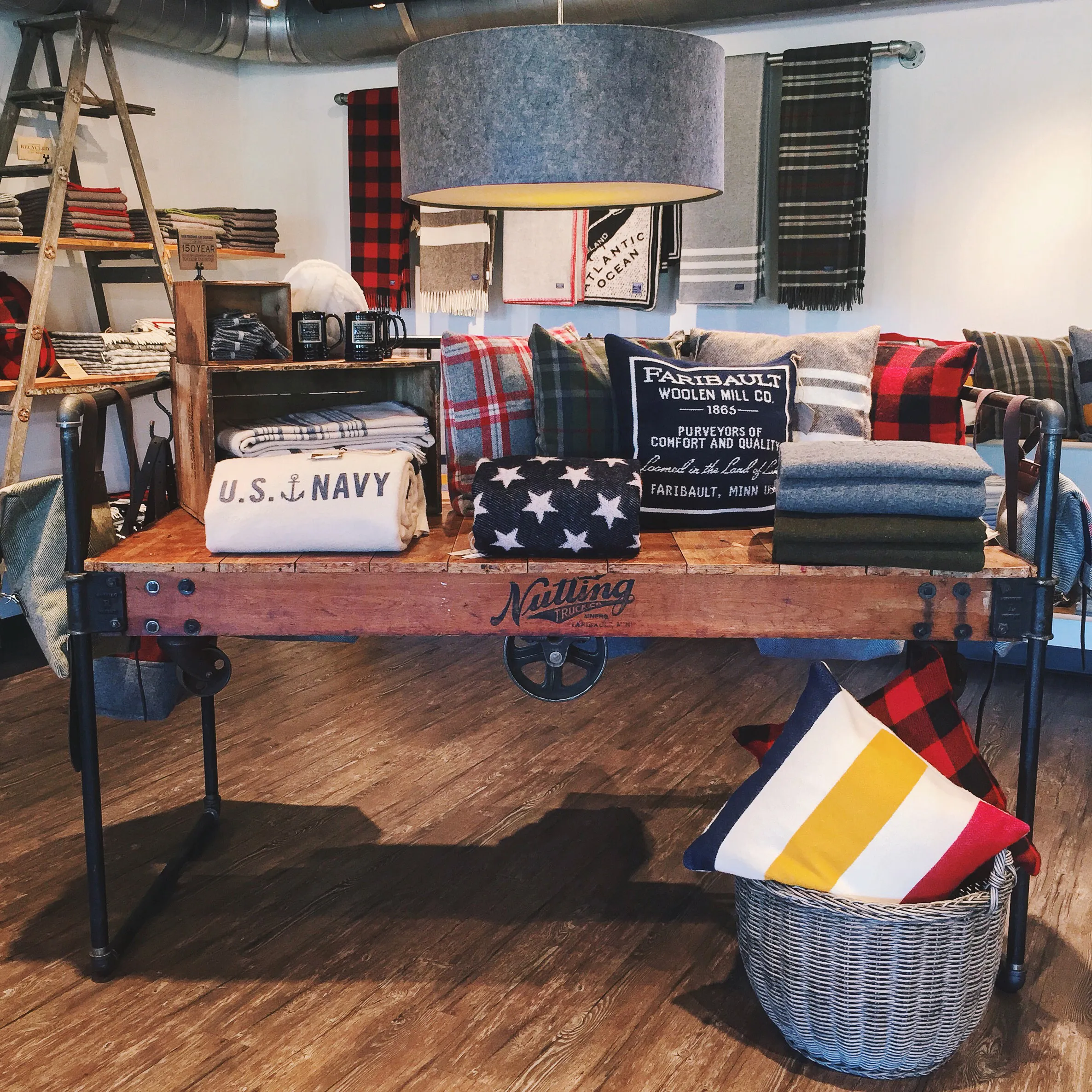 Display at Faribault Woolen Mills store