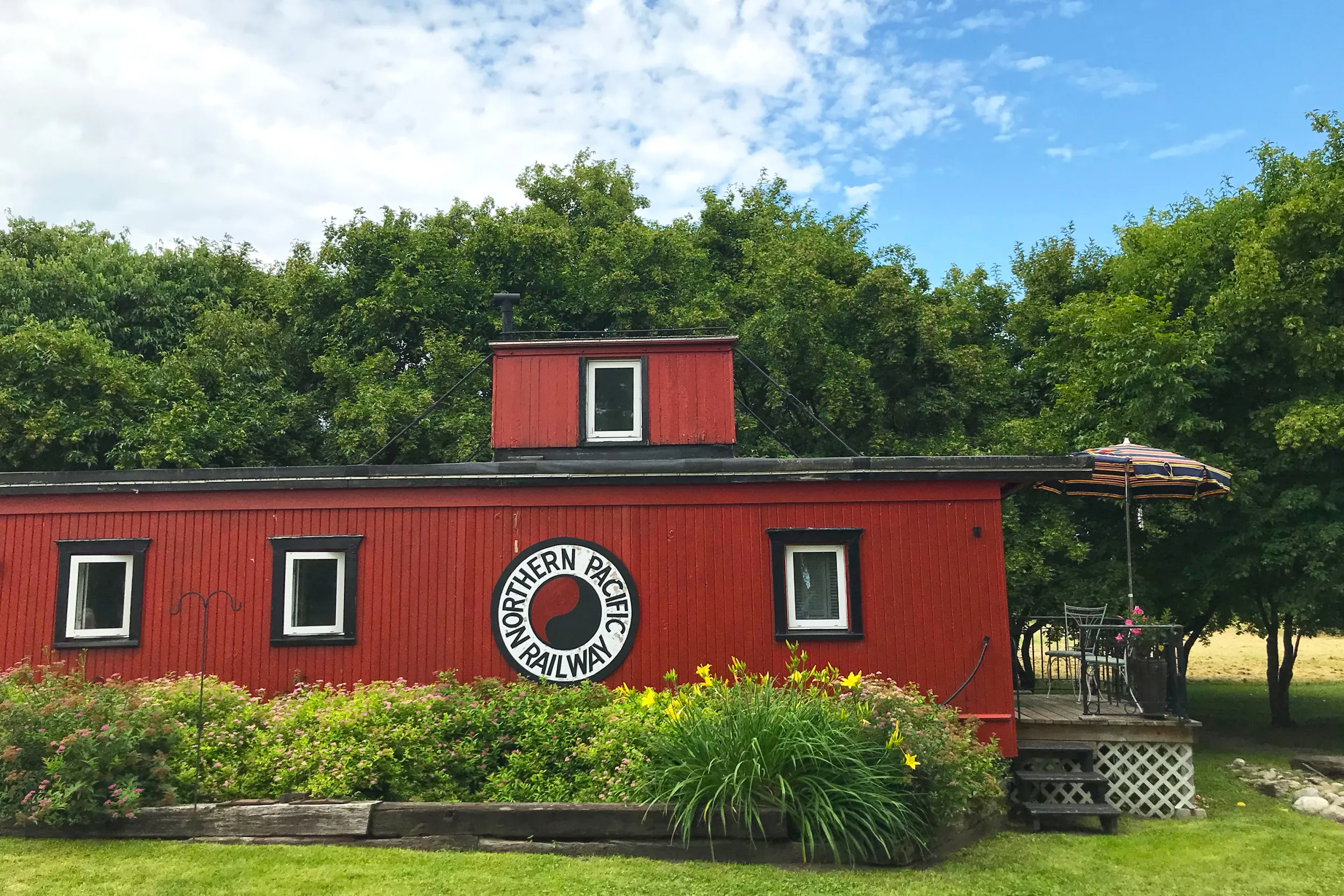 Whistle Stop Inn Bed and Breakfast red train car cabin