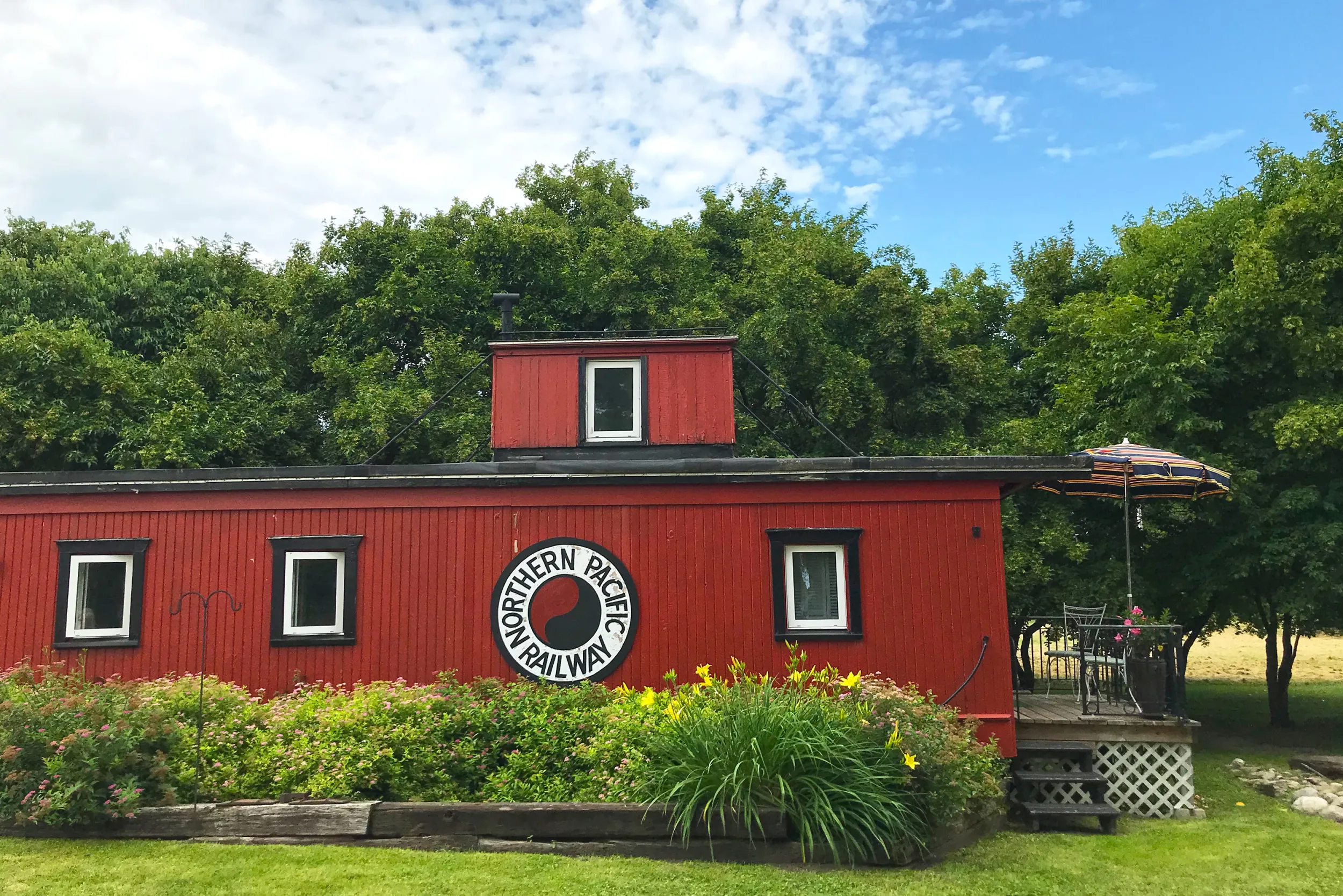 Whistle Stop Inn Bed and Breakfast red train car cabin