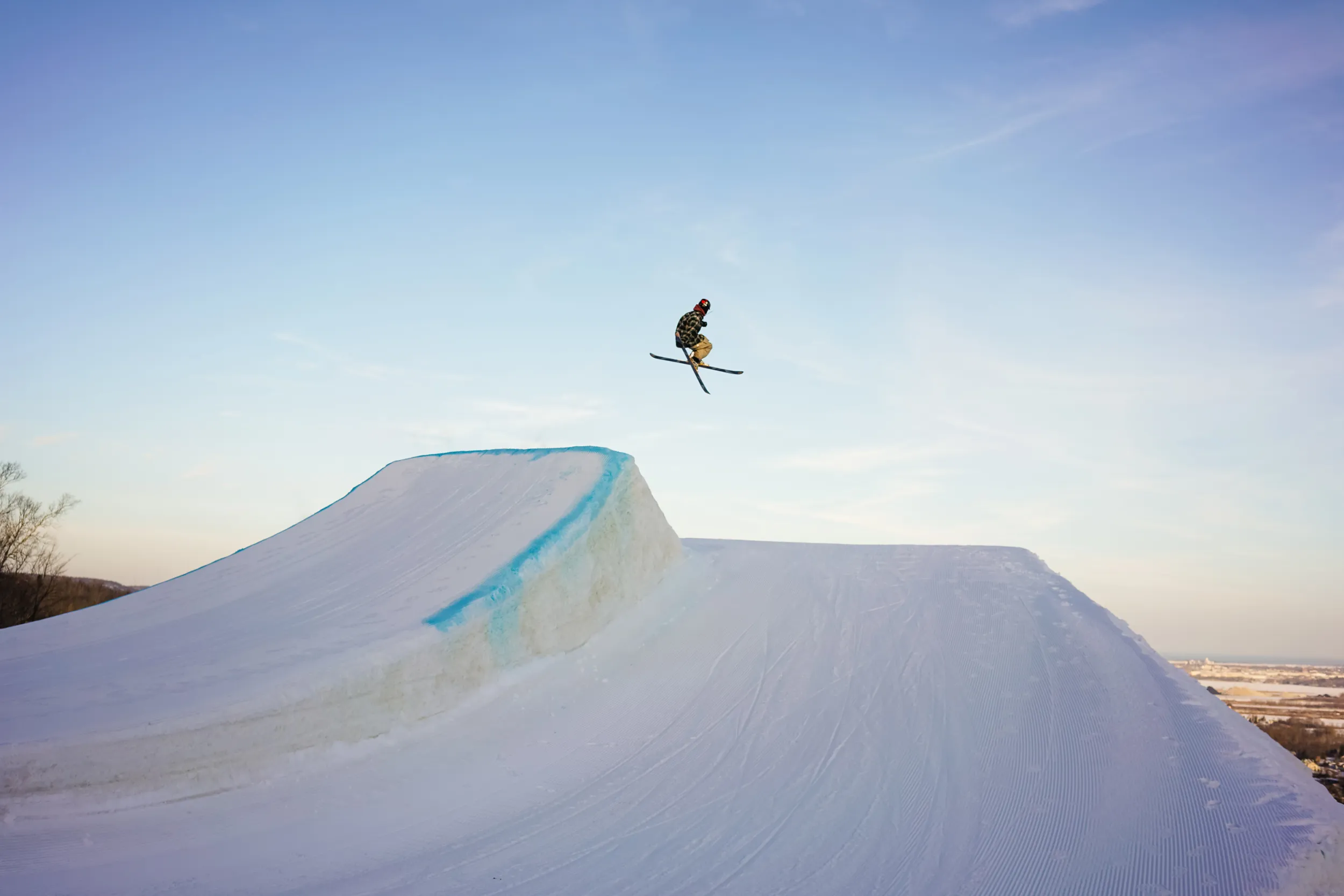 Skier on jump at Spirit Mountain in Duluth