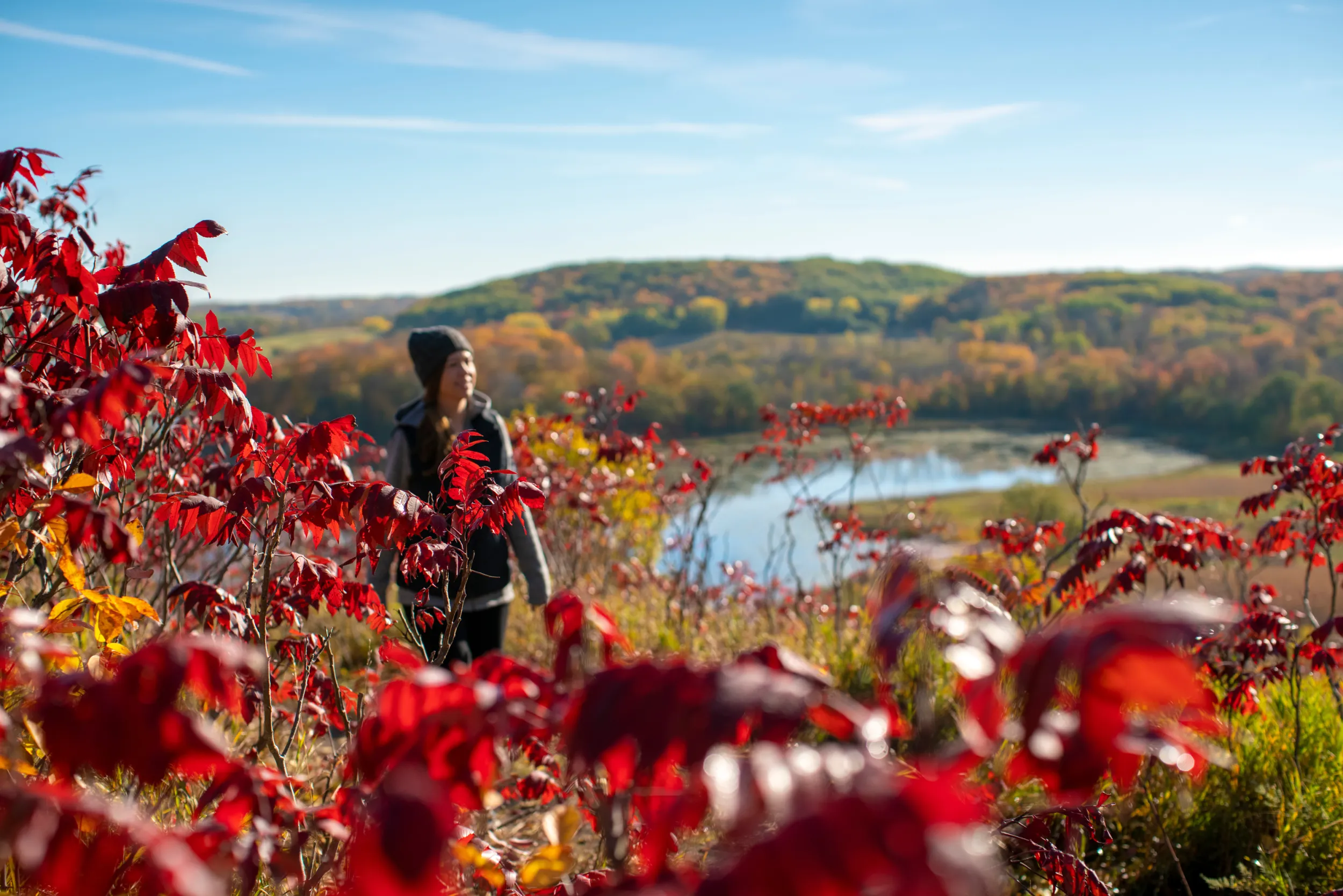 Woman hiking at Maplewood State Park