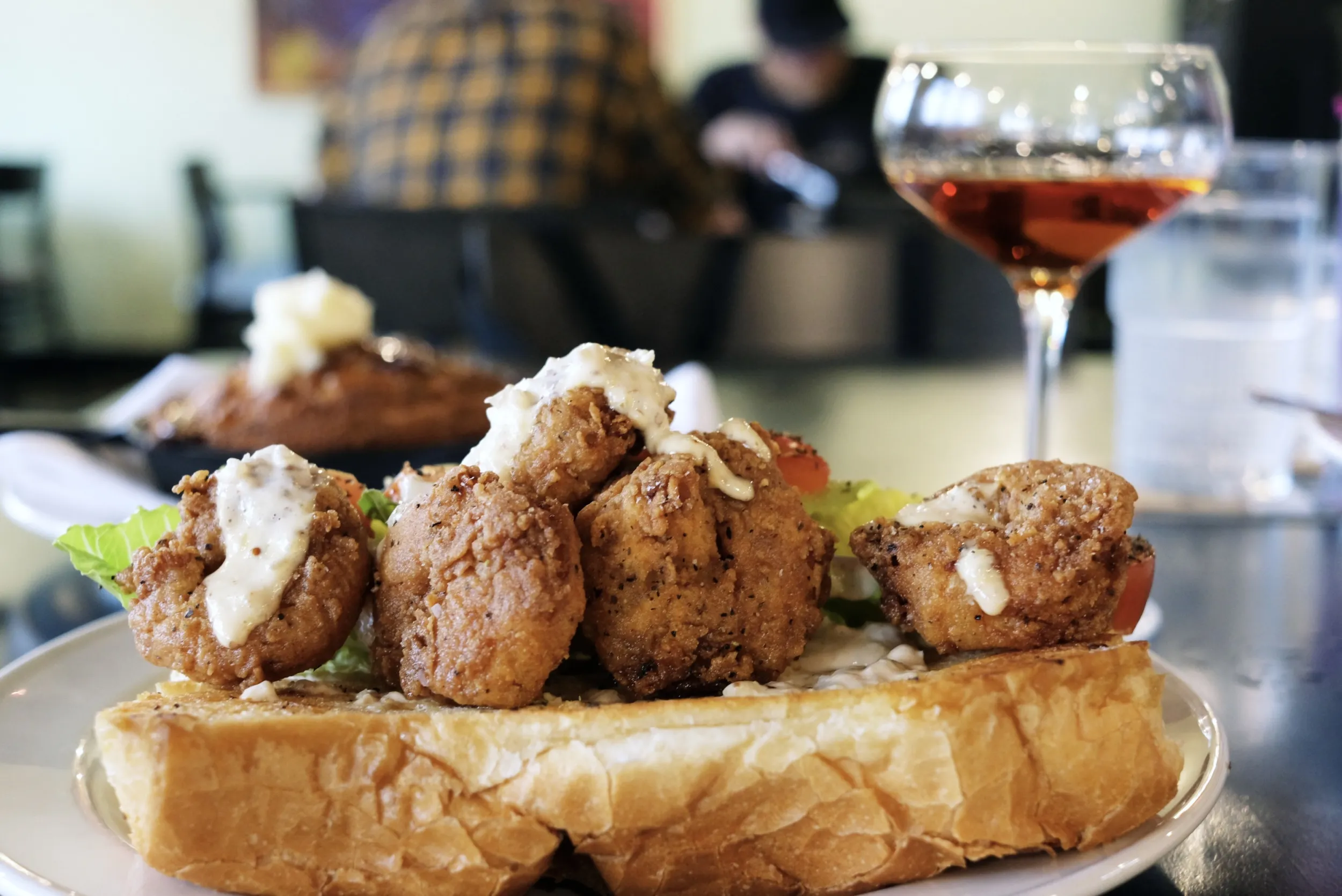 The shrimp po'boy at Krewe