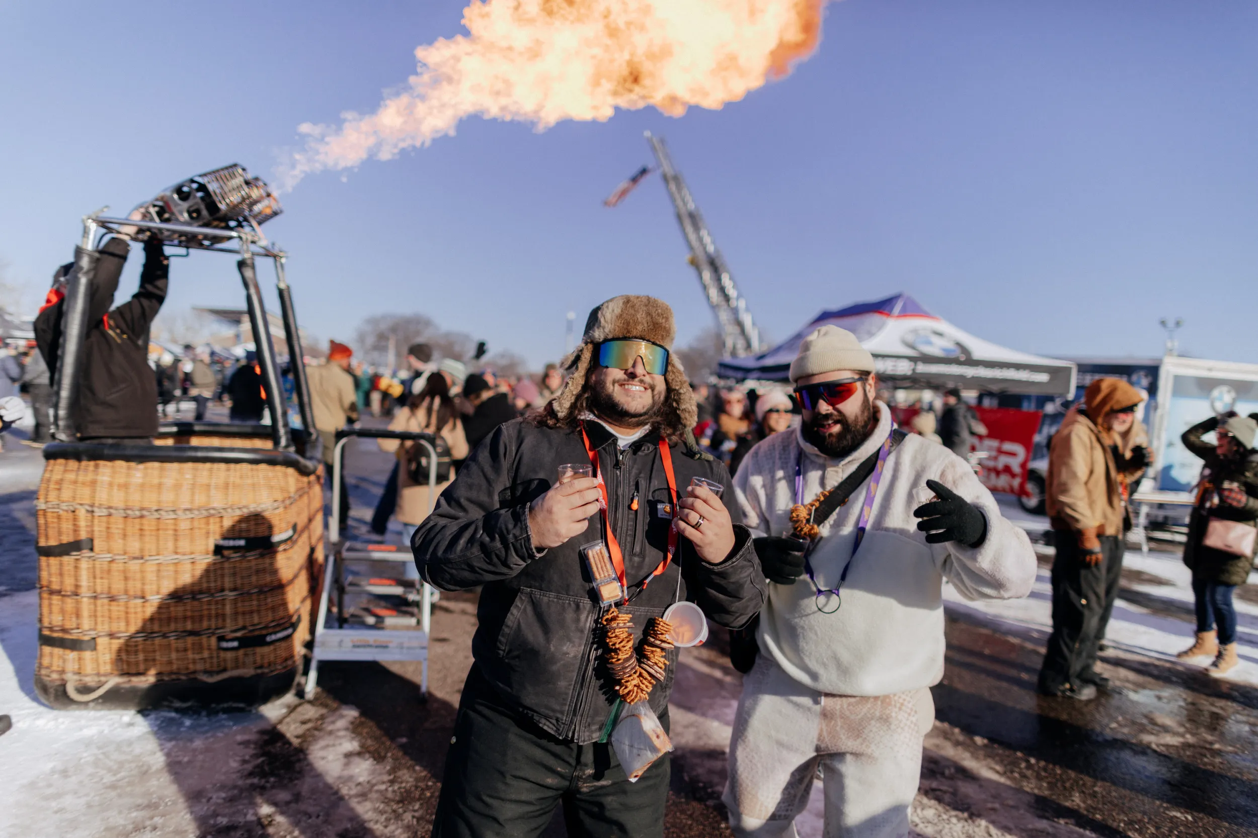 A couple friends hang out in the cold at Winter Beer Dabbler