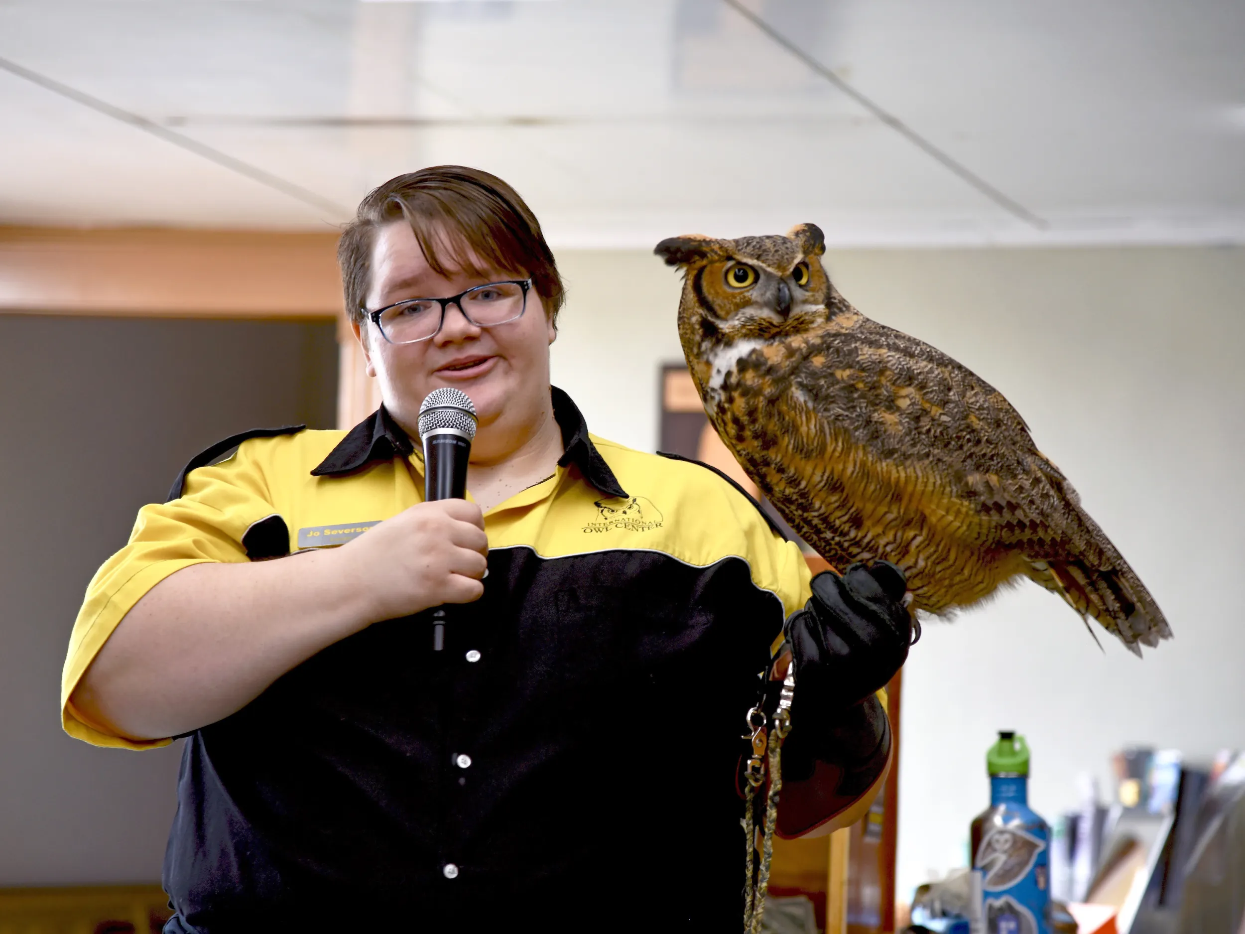 A demonstration at the International Owl Center