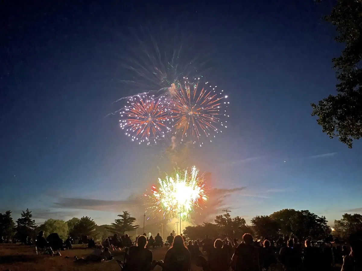 Fireworks light up the skies above Aquila Park in St. Louis Park