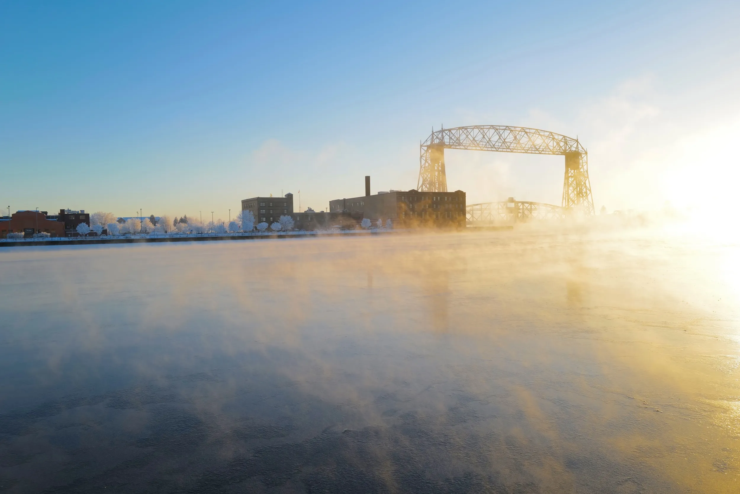 Duluth's Lift Bridge during the winter