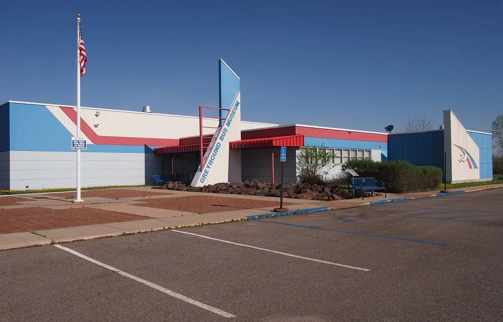 The exterior of the Greyhound Bus Museum in Hibbing