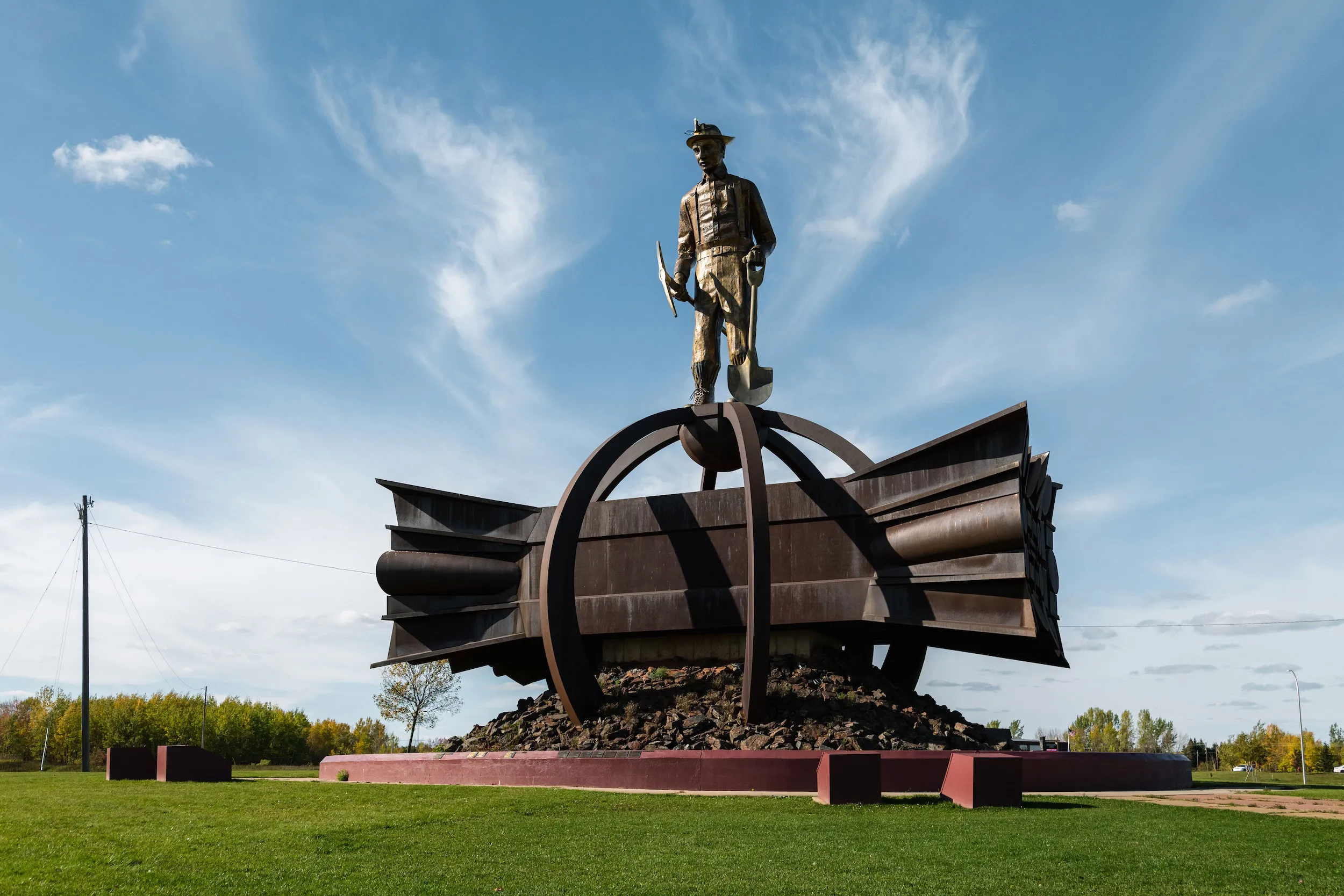 Iron man statue at Minnesota Discovery Center in Chisholm