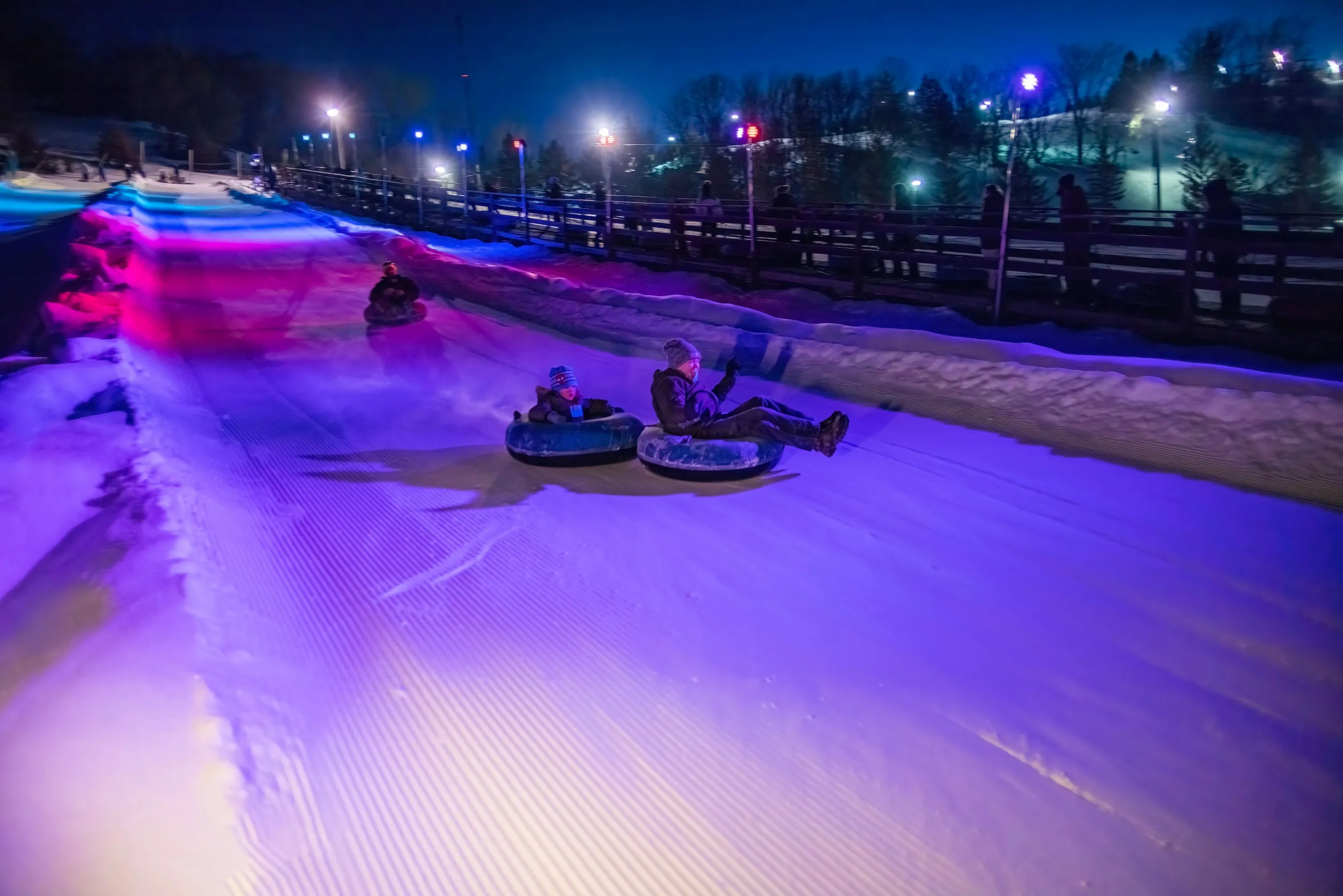 Glow tubing on Mount Kato in Mankato