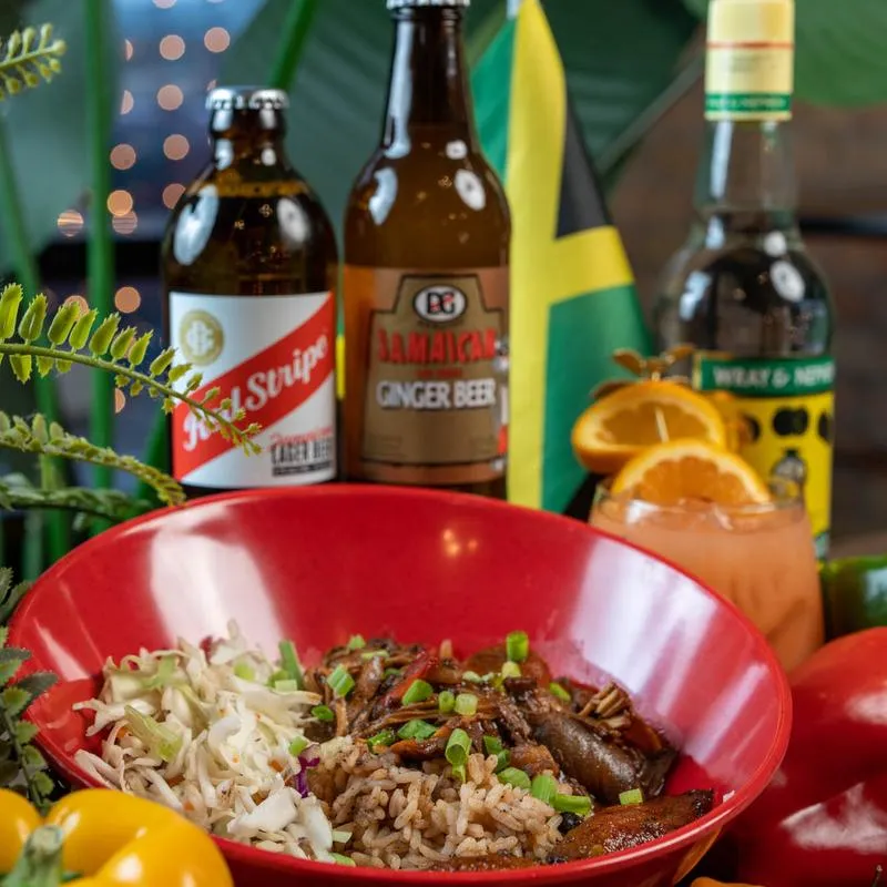 Slow-roasted jerk pork at Pimento Jamaican Kitchen