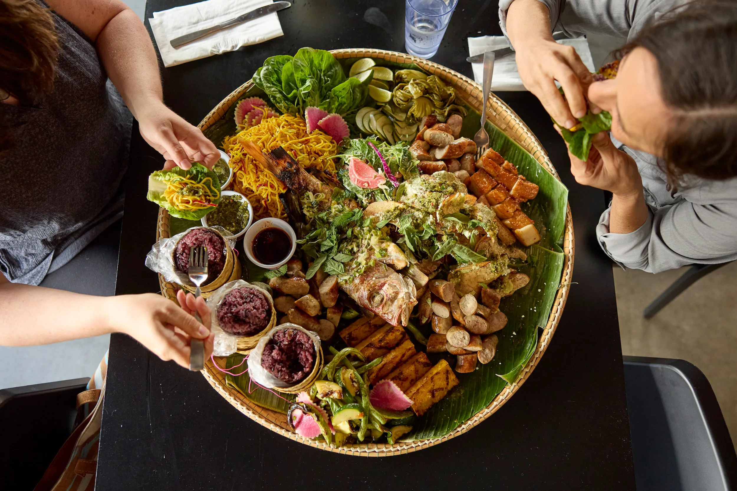 The communal feast at Union Hmong Kitchen
