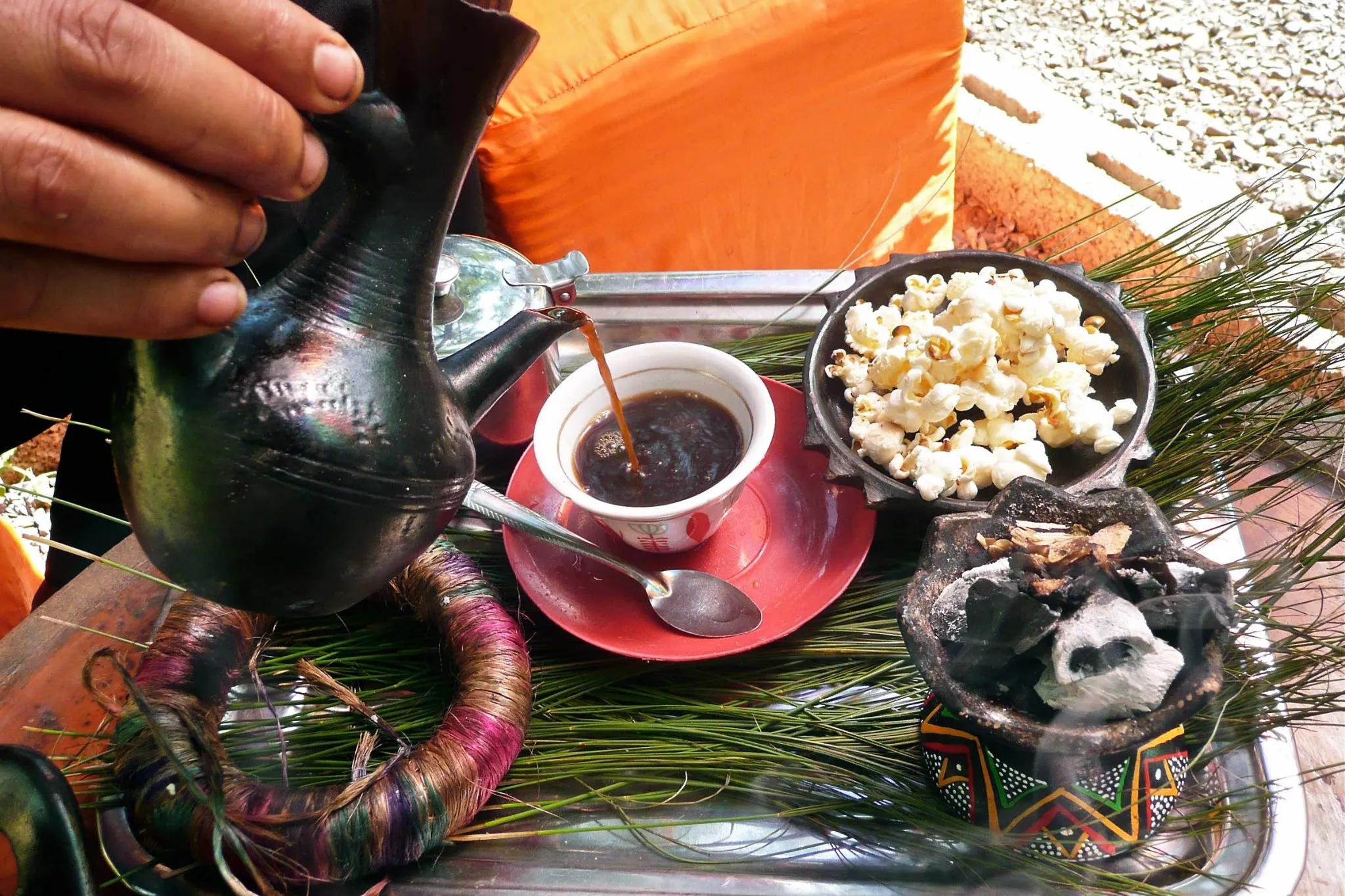 The traditional coffee service at Jebena Ethiopian Cuisine