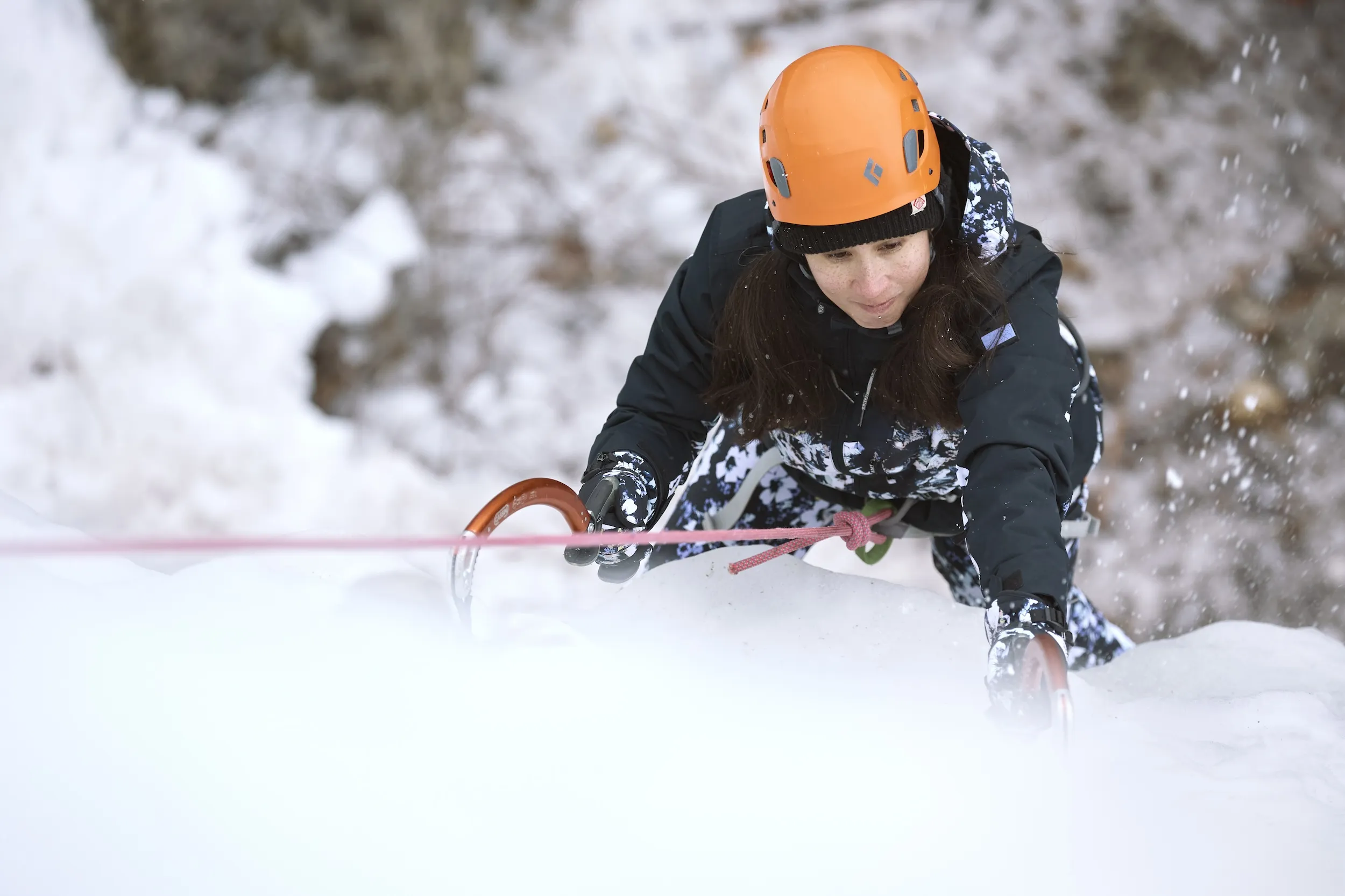 A traveler tries ice climbing for the first time in Winona