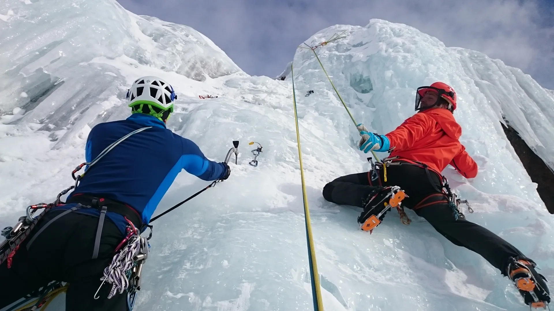 Group ice climbing with Vertical Endeavors
