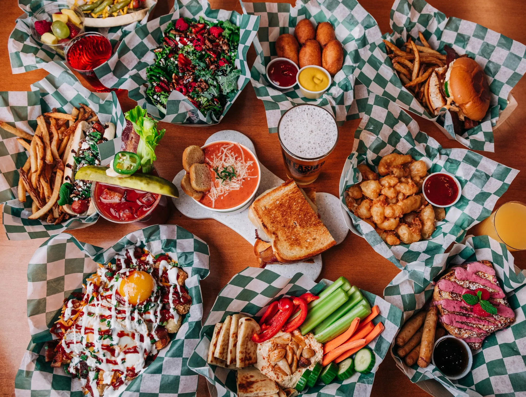 A food spread at Unleashed Hounds and Hops